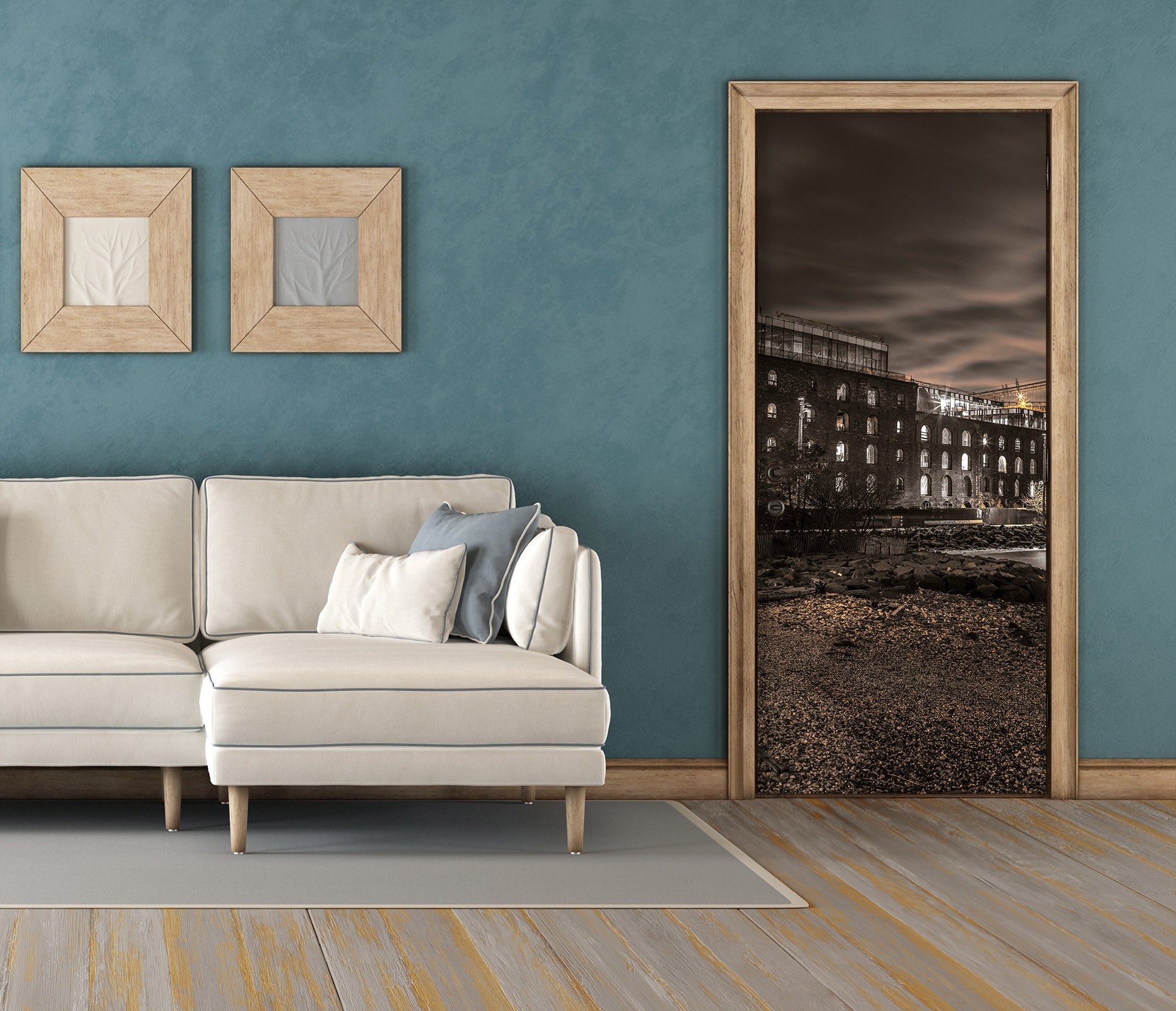 3D Night Building 106125 Assaf Frank Door Mural