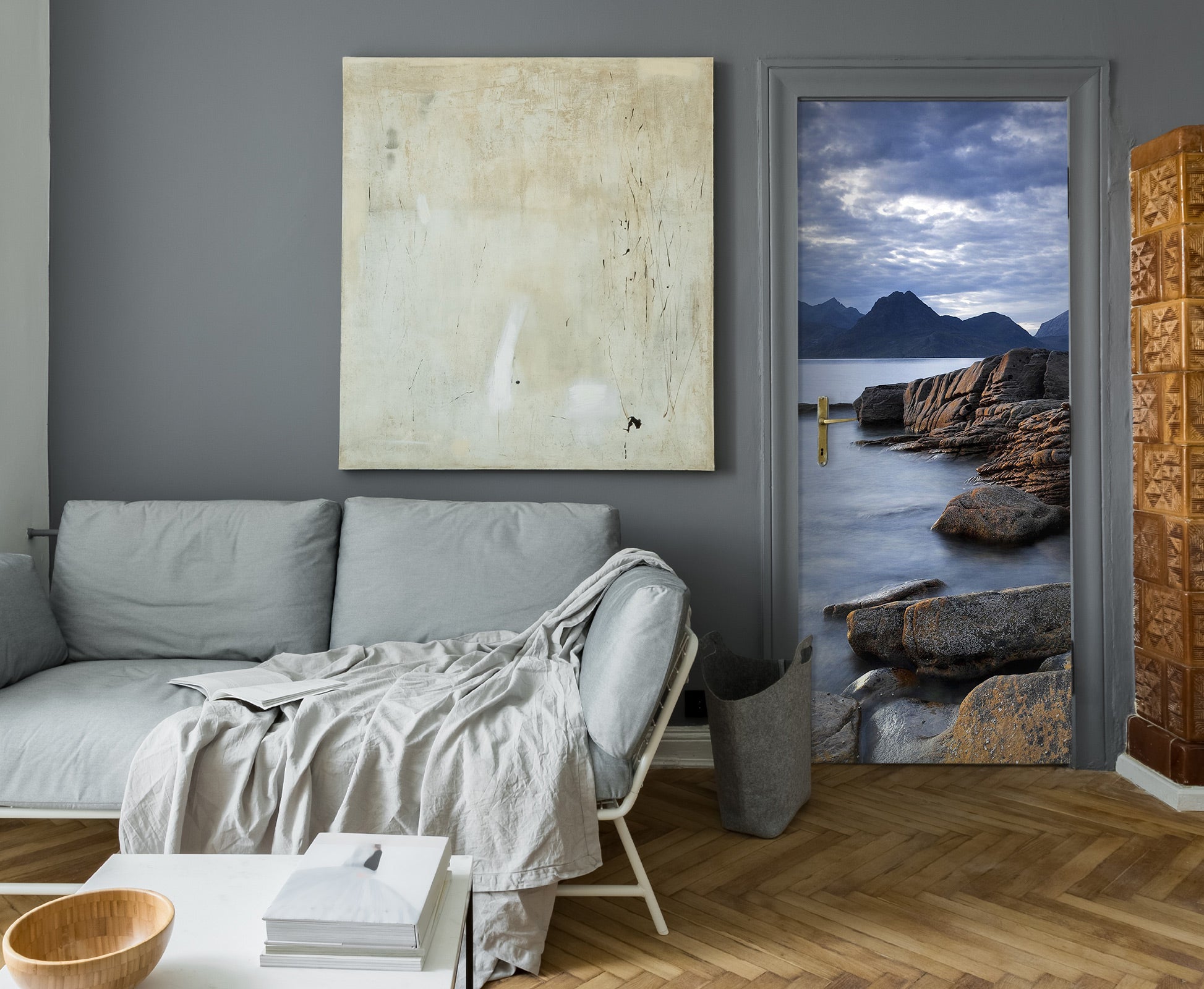 3D Seaside Stones 241 Door Mural