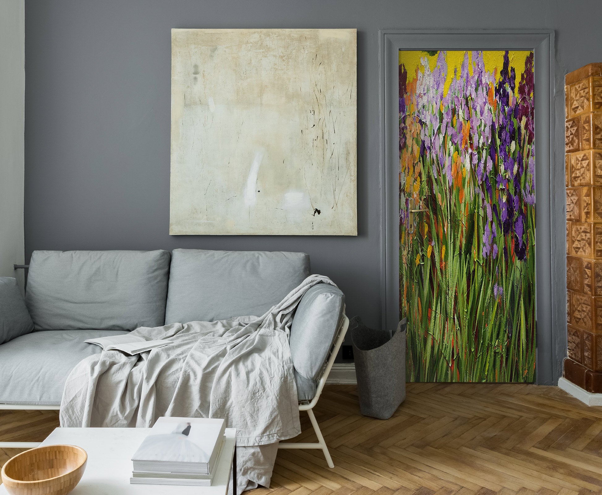 3D Purple Flowers 93198 Allan P. Friedlander Door Mural