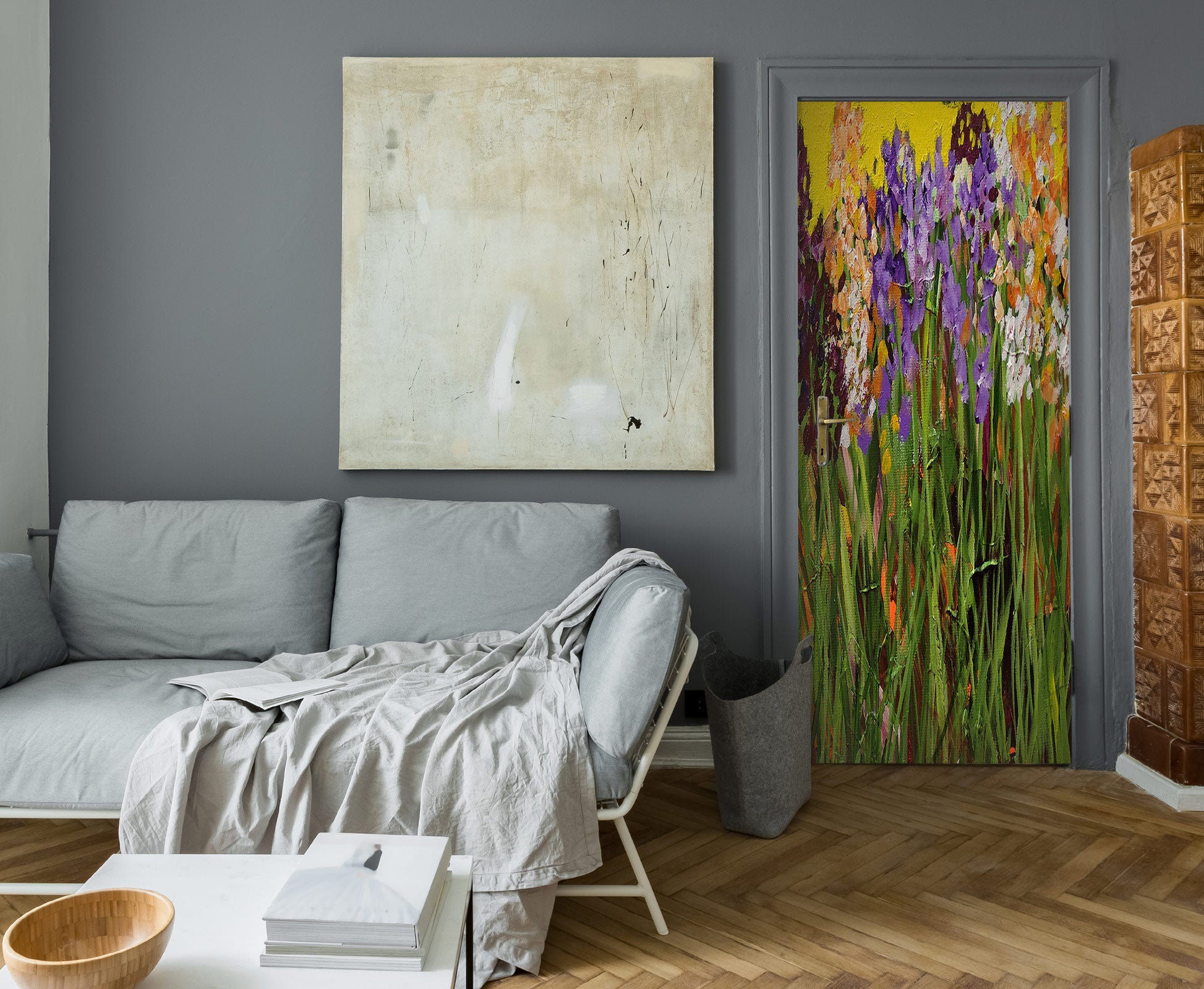 3D Purple Flowers Painting 93199 Allan P. Friedlander Door Mural