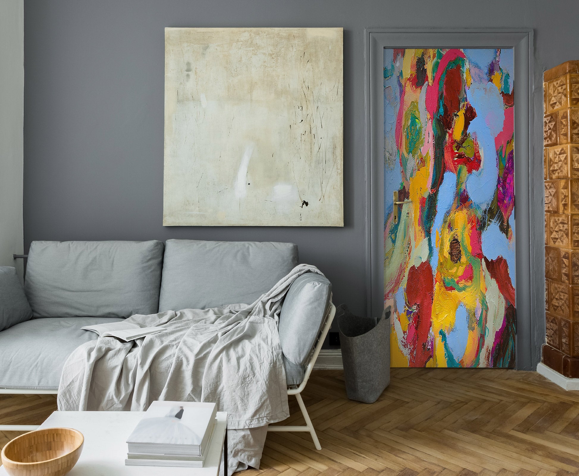 3D Blue Red Paint Pattern 10113 Allan P. Friedlander Door Mural