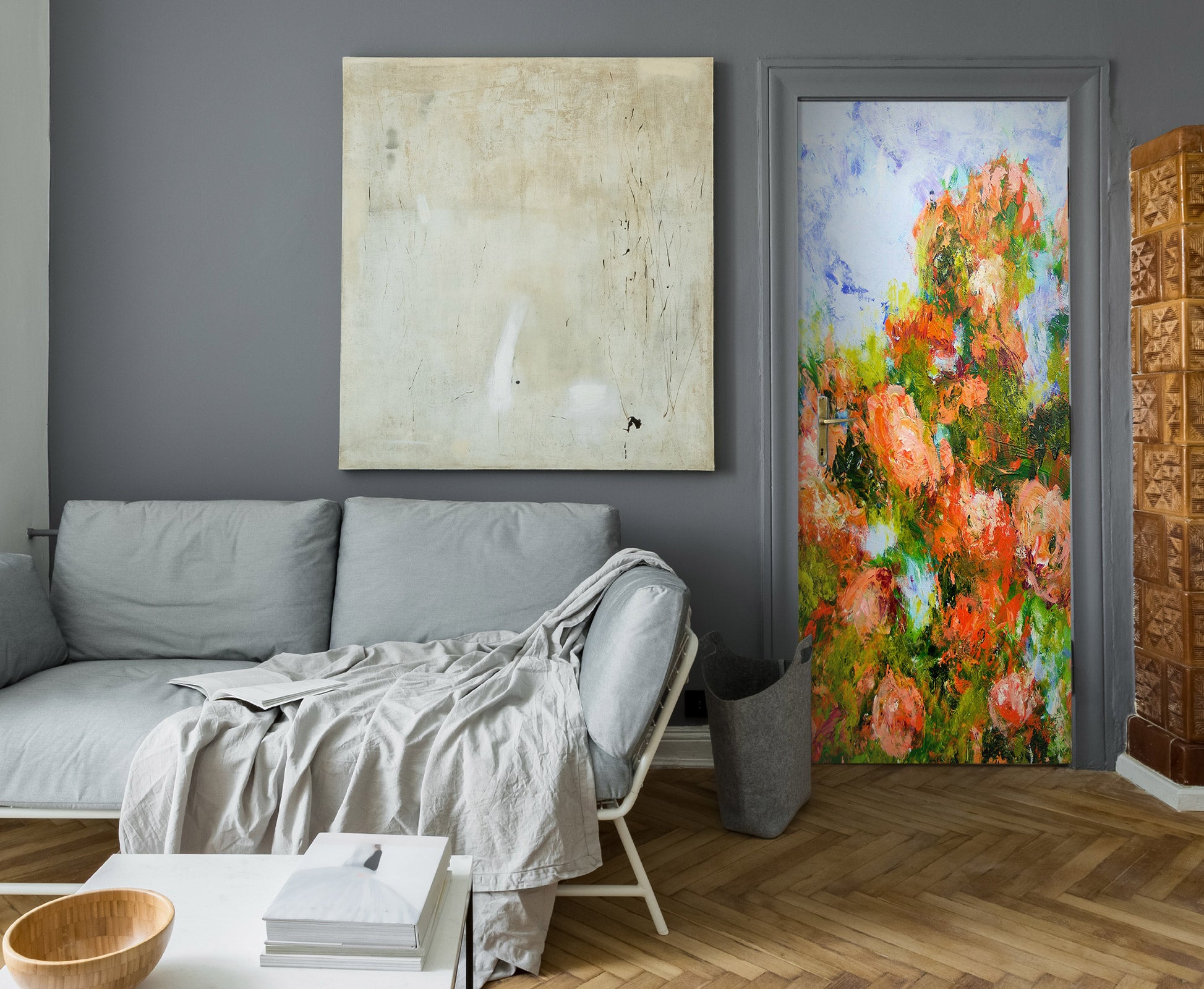 3D Red Flowers Painting 93206 Allan P. Friedlander Door Mural