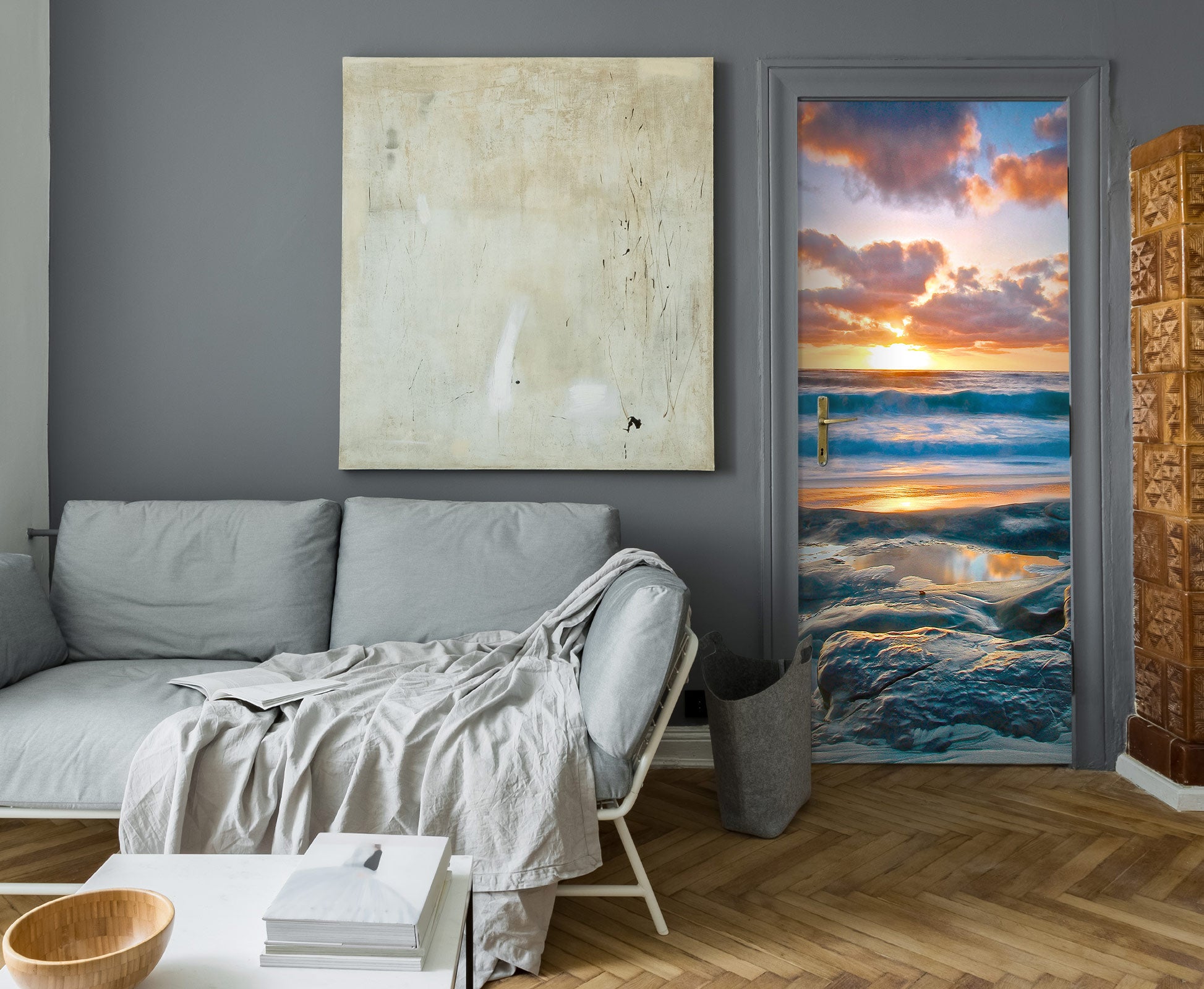 3D Sunset Waves 110221 Kathy Barefield Door Mural