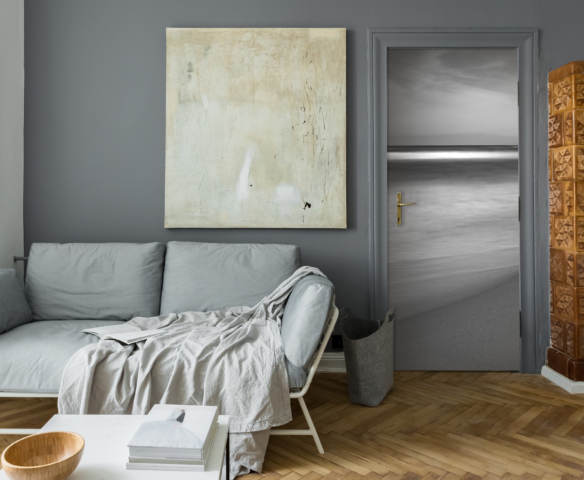 3D Grey Seaside 114108 Marco Carmassi Door Mural