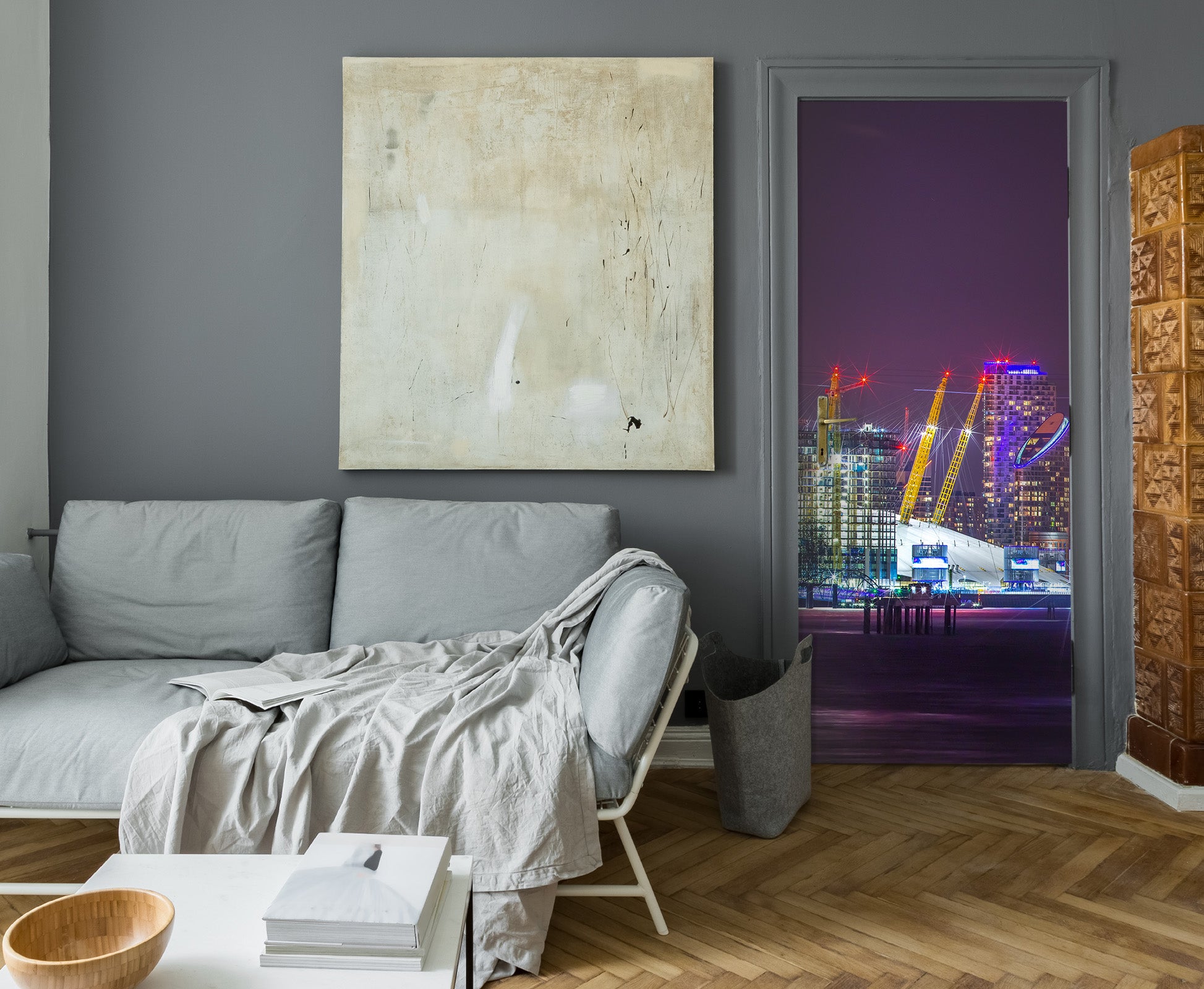 3D Night City Color Building 106154 Assaf Frank Door Mural