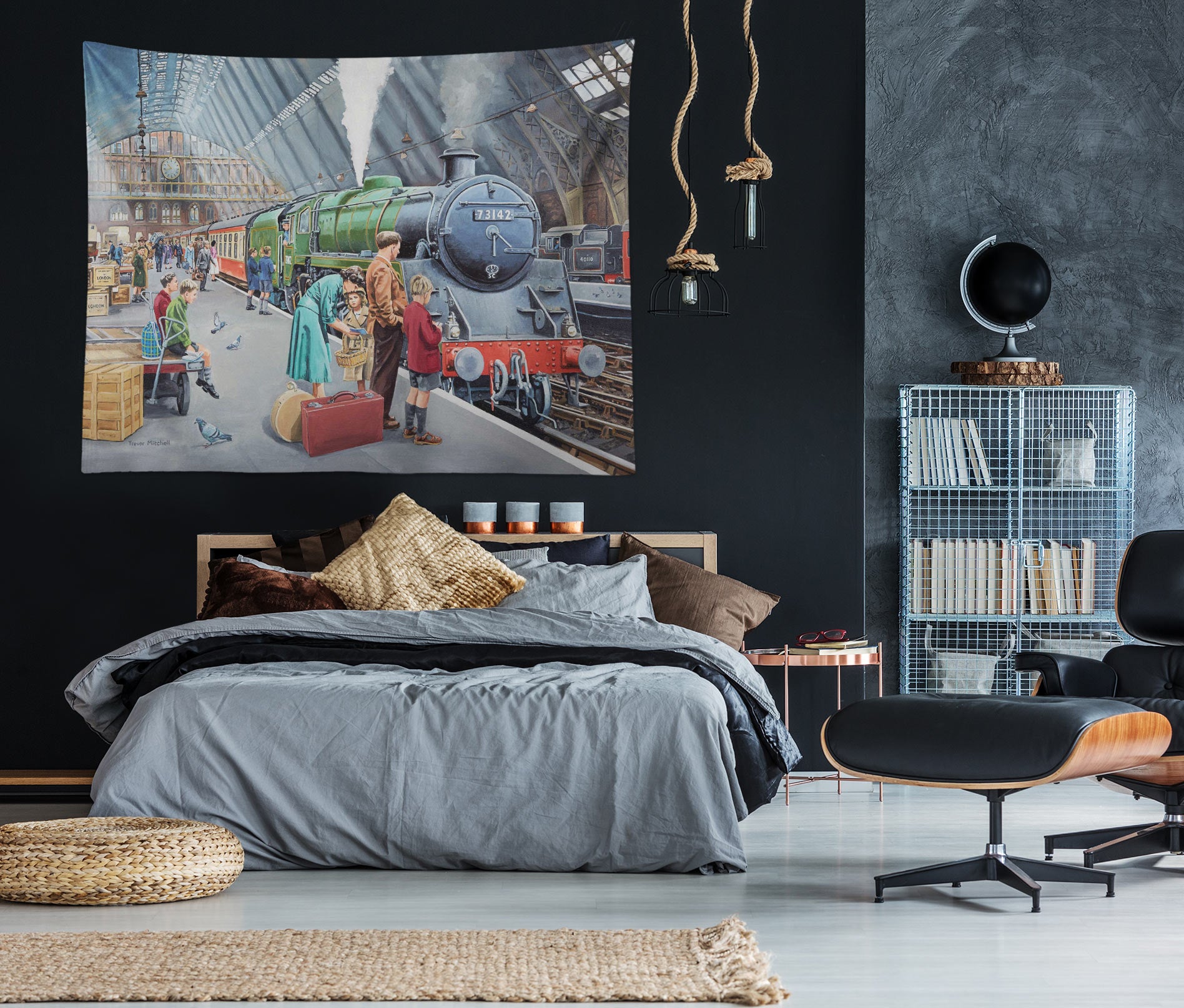 3D Train Station 11283 Trevor Mitchell Tapestry Hanging Cloth Hang