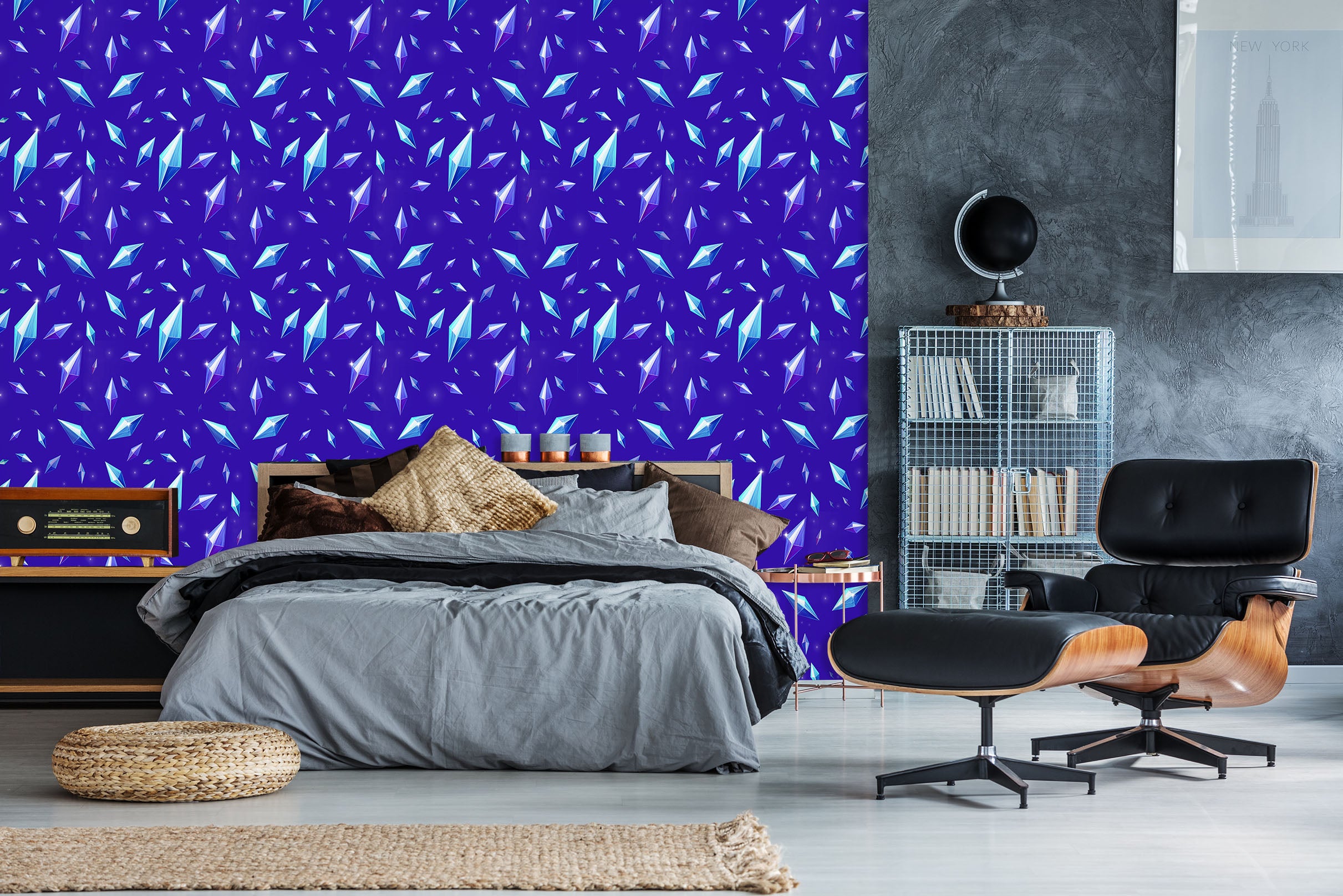 3D Blue Pattern 1405 Rose Catherine Khan Wall Mural Wall Murals