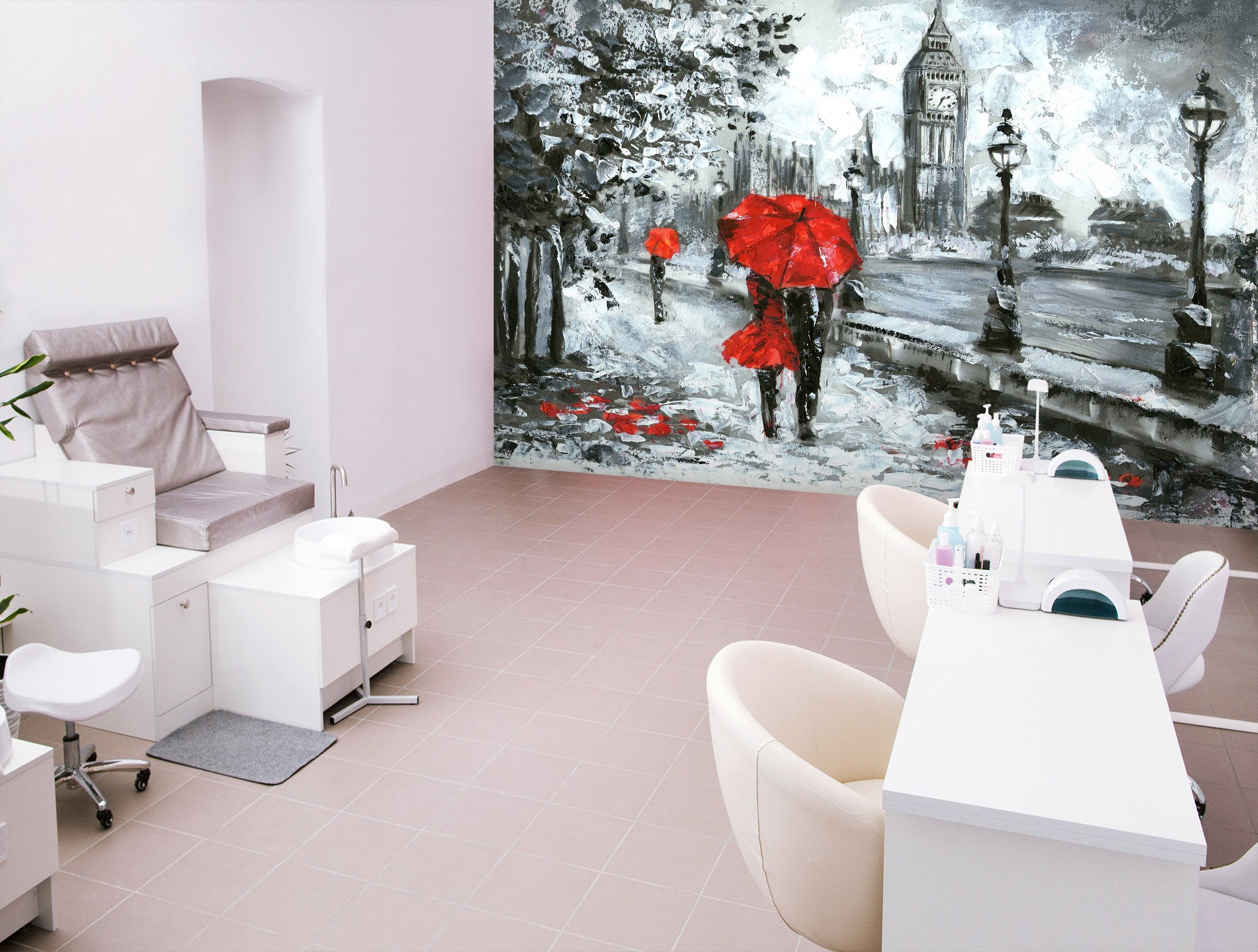 3D Red Umbrella 390 Wall Murals