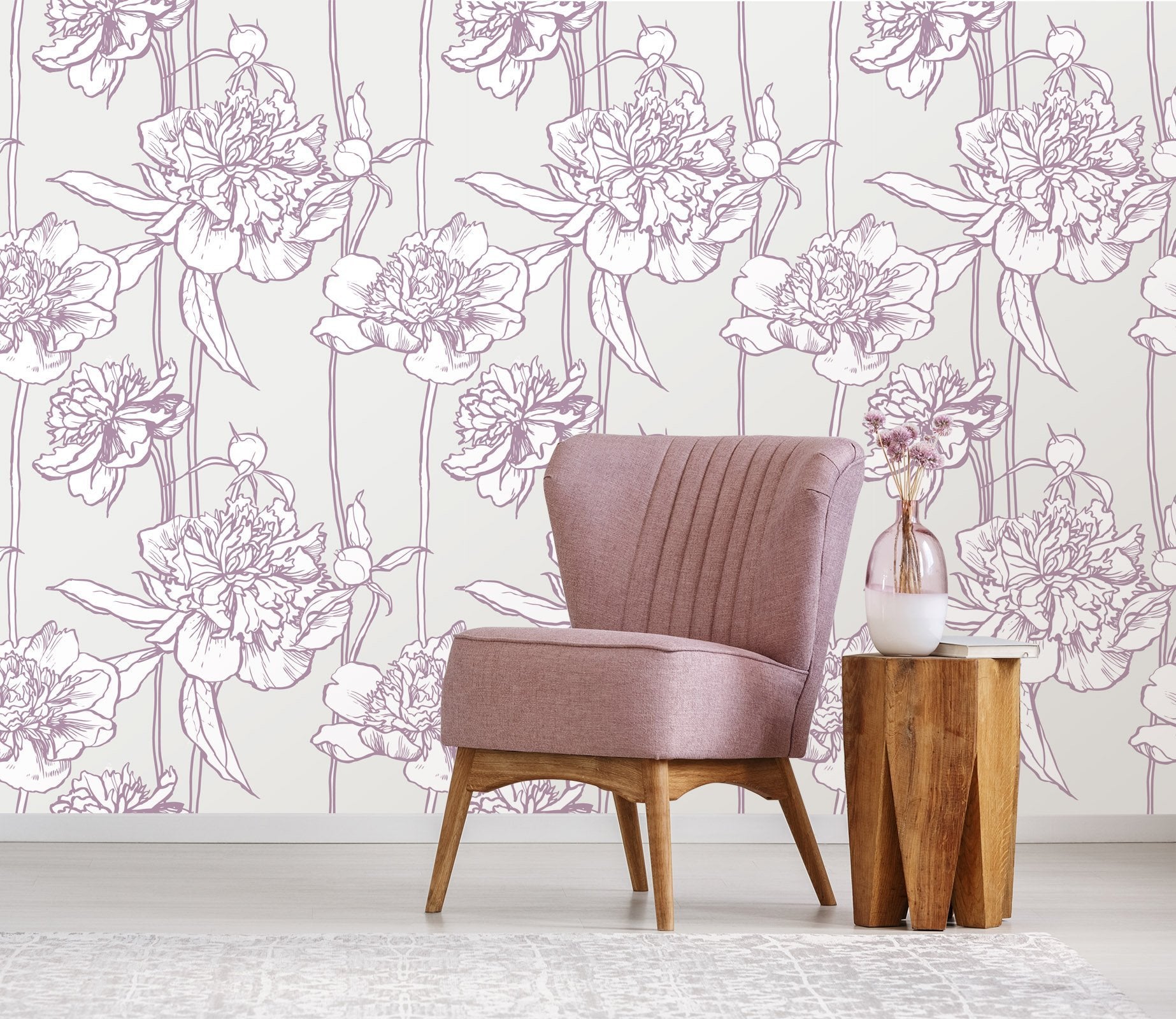 3D Purple Line Flower 518 Wallpaper AJ Wallpaper 