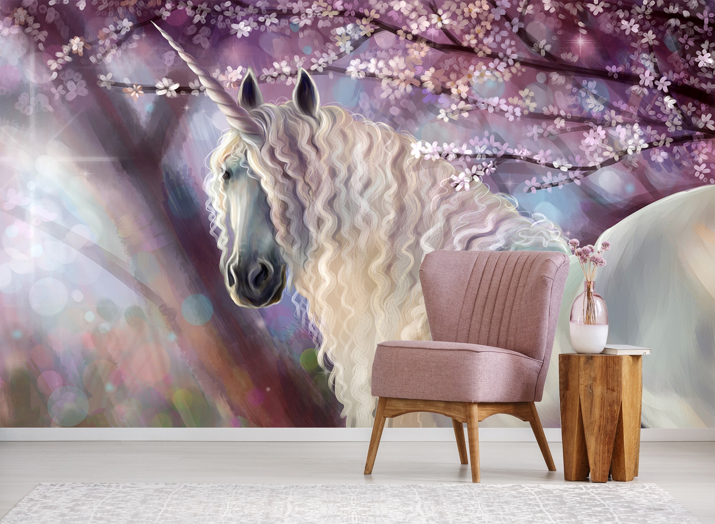 3D Unicorn Flower 289 Wall Murals