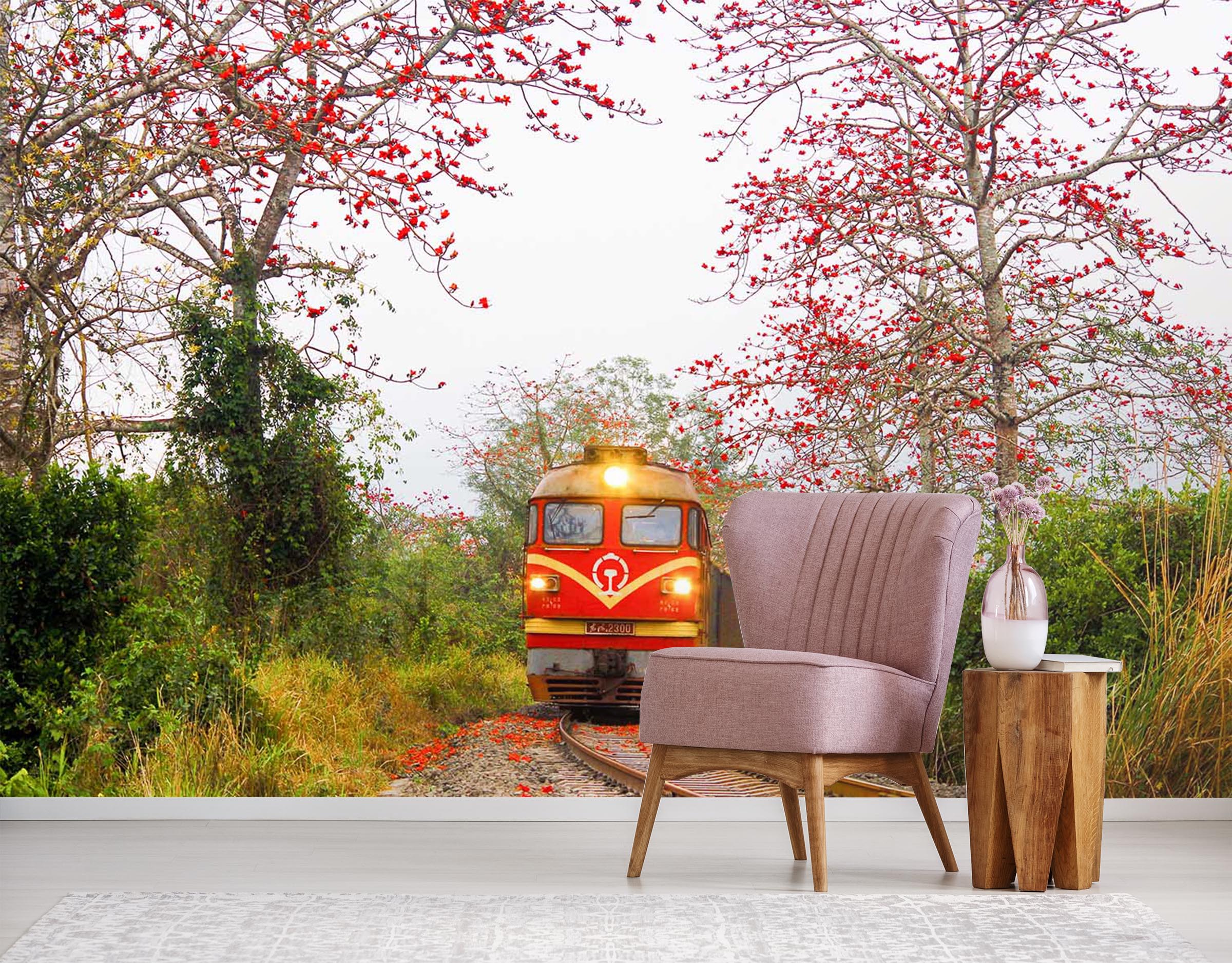 3D Kapok Train 222 Vehicle Wall Murals