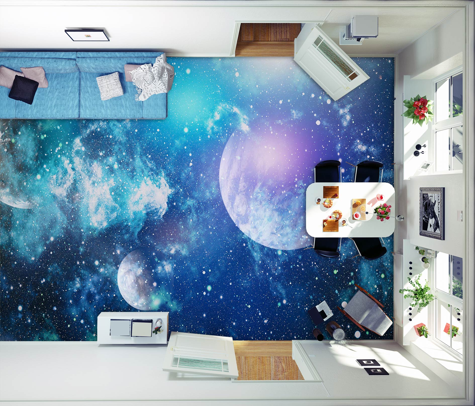 3D Light Purple Planet 119 Floor Mural  Wallpaper Murals Rug & Mat Print Epoxy waterproof bath floor