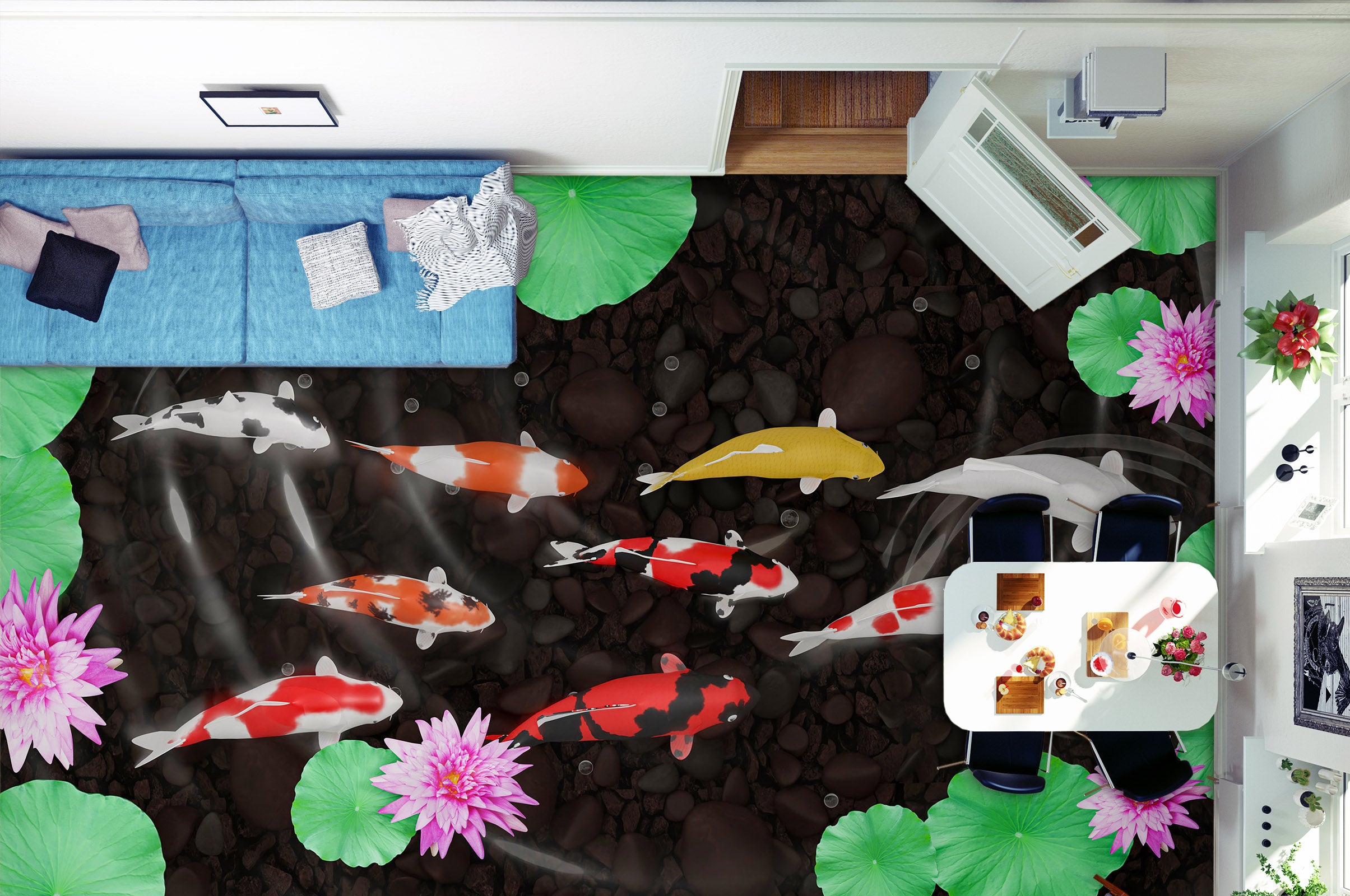 3D Pink Water Lily 254 Floor Mural  Wallpaper Murals Rug & Mat Print Epoxy waterproof bath floor