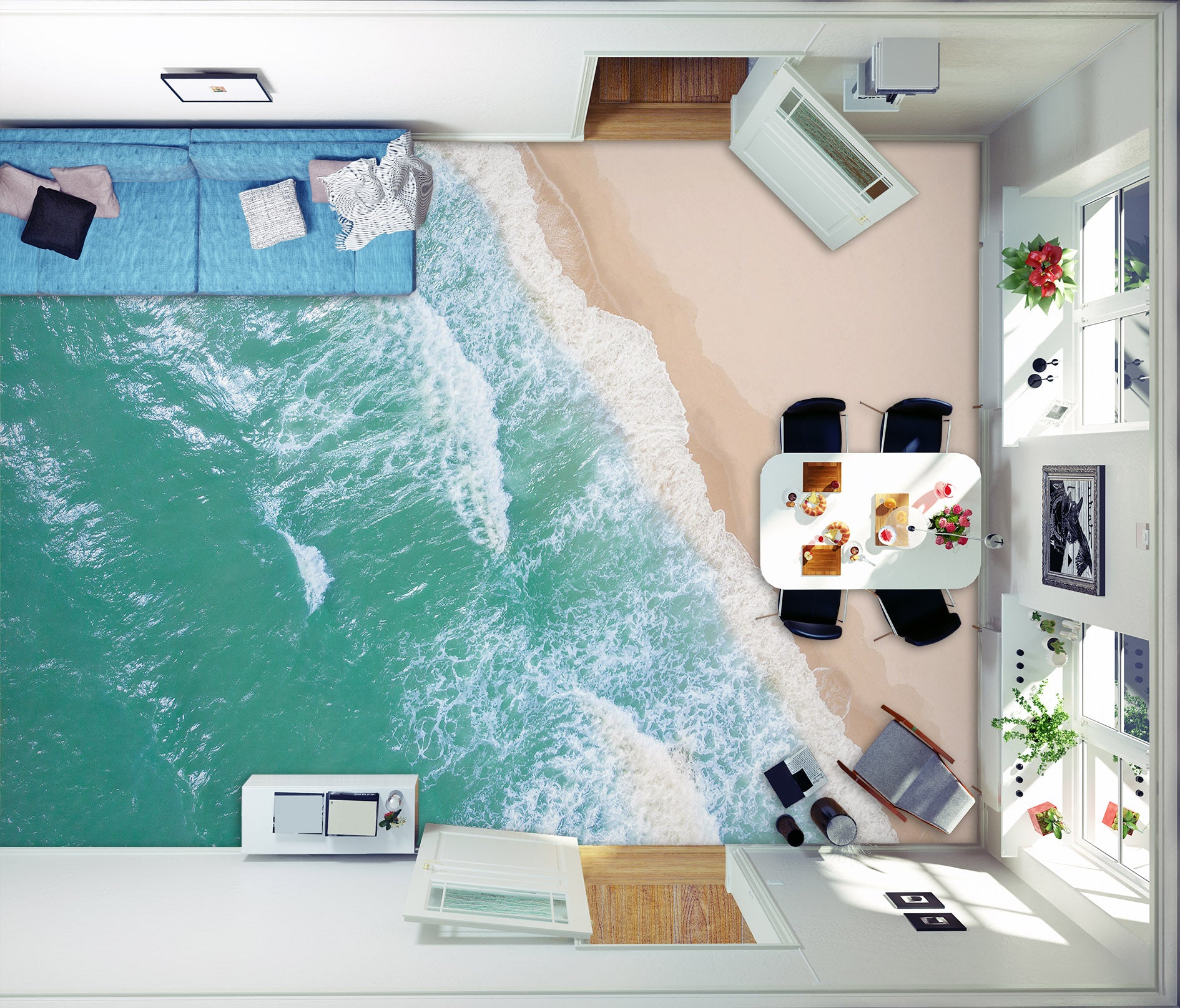 3D Fresh Sea Holiday 727 Floor Mural  Wallpaper Murals Rug & Mat Print Epoxy waterproof bath floor