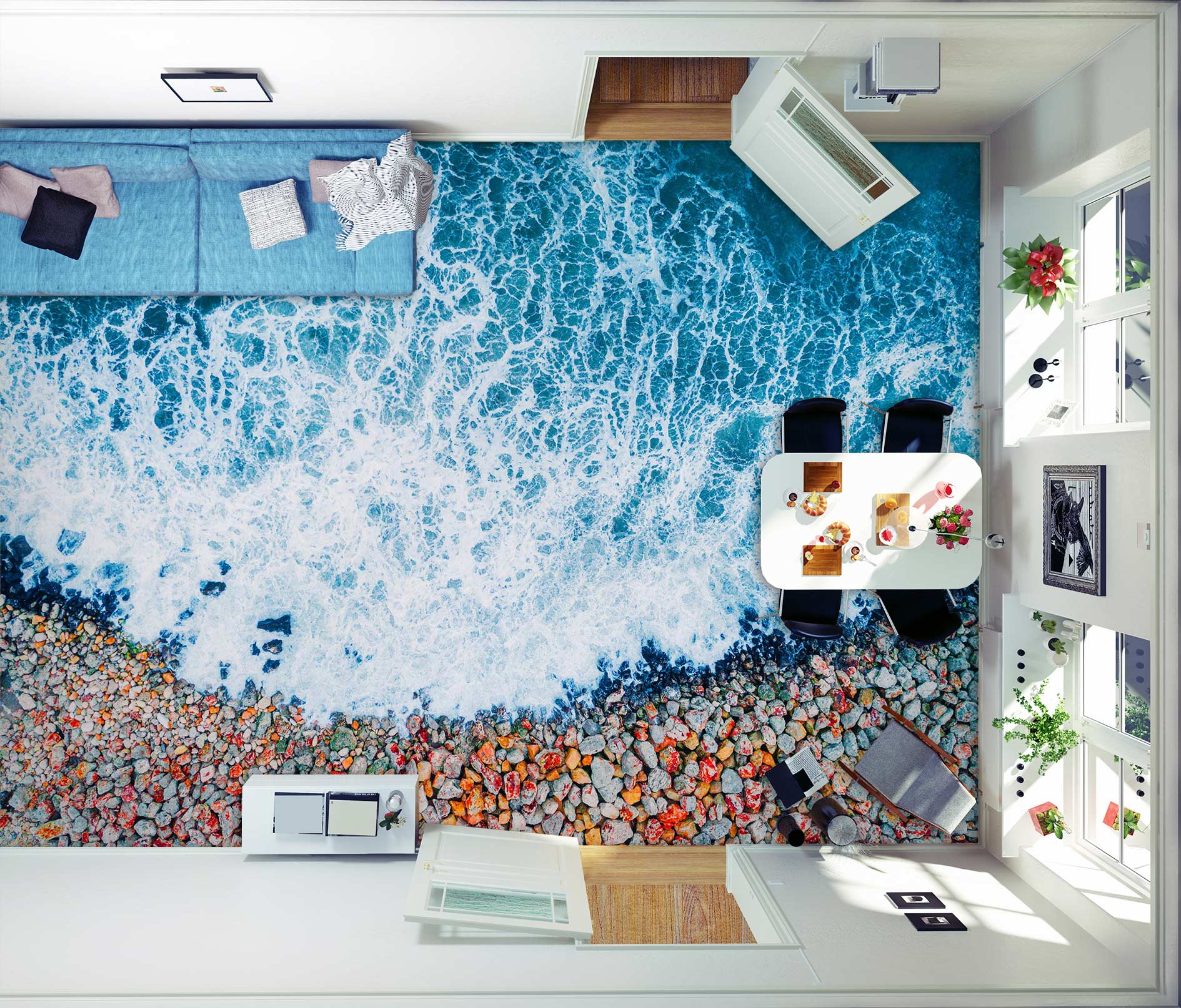 3D Colored Little Stones 470 Floor Mural  Wallpaper Murals Rug & Mat Print Epoxy waterproof bath floor