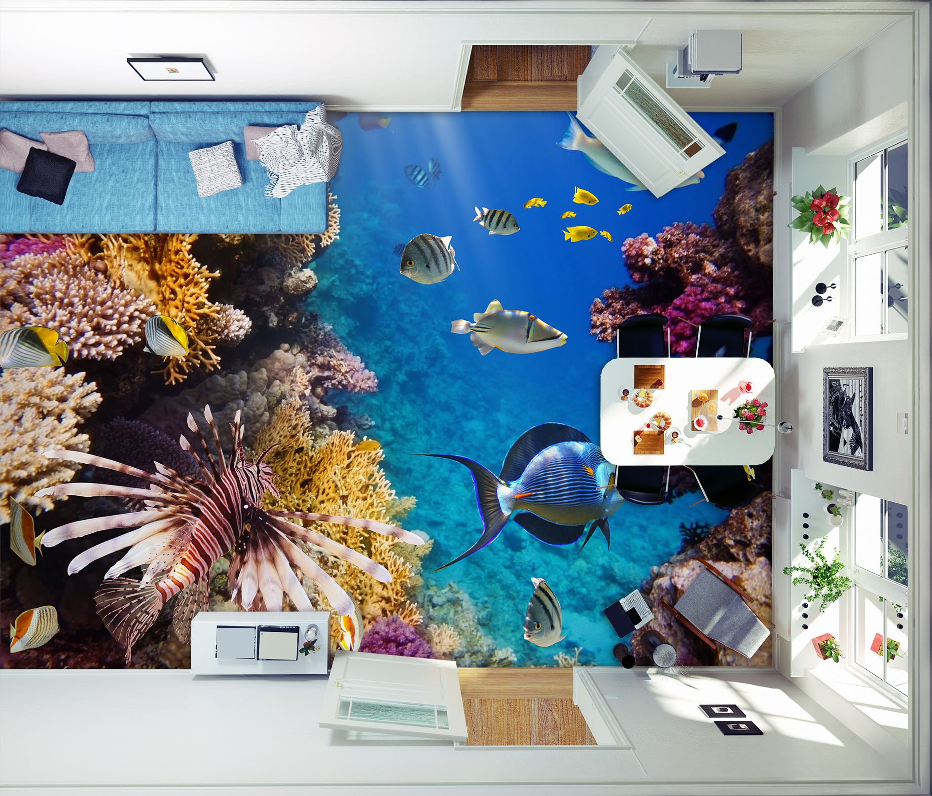 3D Free Colored Fish 807 Floor Mural  Wallpaper Murals Rug & Mat Print Epoxy waterproof bath floor