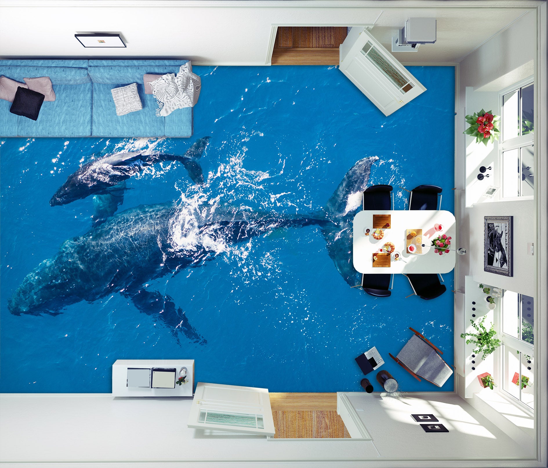 3D Scary Shark 968 Floor Mural  Wallpaper Murals Self-Adhesive Removable Print Epoxy
