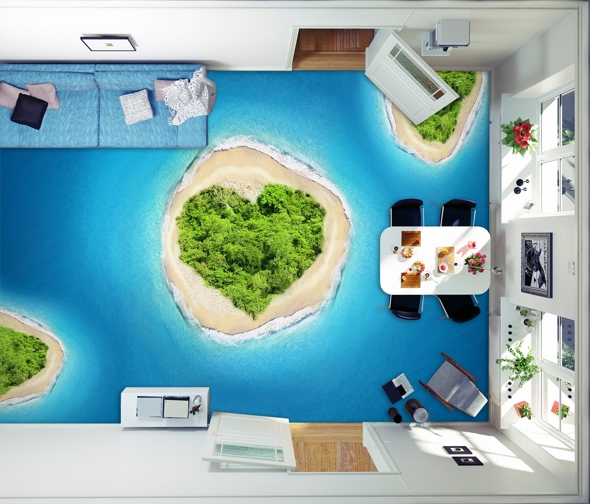 3D Love Plant Island 1450 Floor Mural  Wallpaper Murals Self-Adhesive Removable Print Epoxy