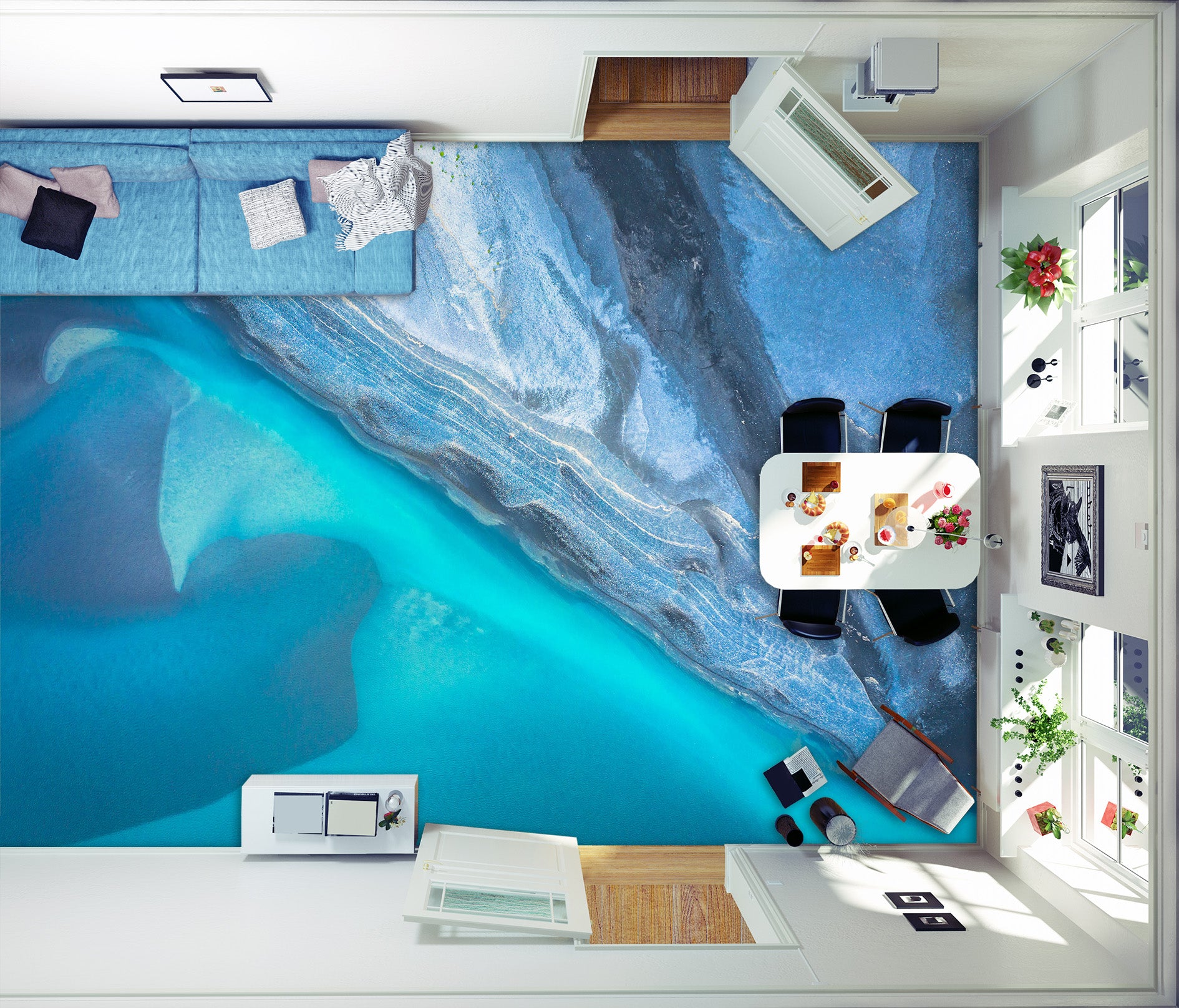 3D Abstract Sea Art 758 Floor Mural  Wallpaper Murals Rug & Mat Print Epoxy waterproof bath floor