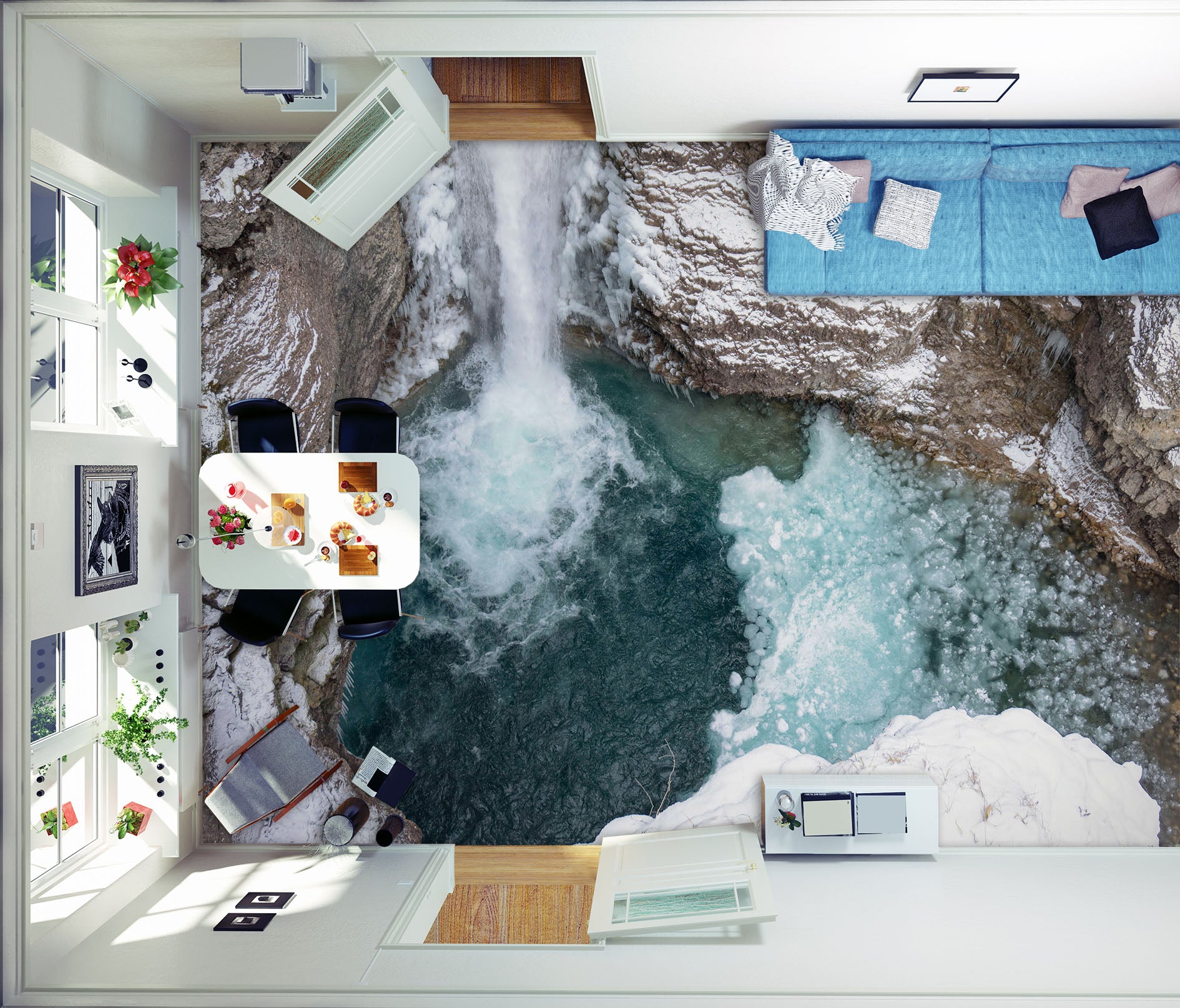 3D Flow Into The Lake 234 Floor Mural  Wallpaper Murals Rug & Mat Print Epoxy waterproof bath floor