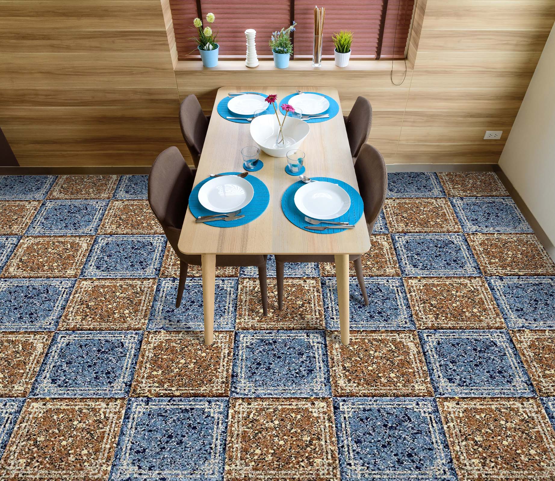 3D Two-color Exquisite Squares 974 Floor Mural  Wallpaper Murals Self-Adhesive Removable Print Epoxy