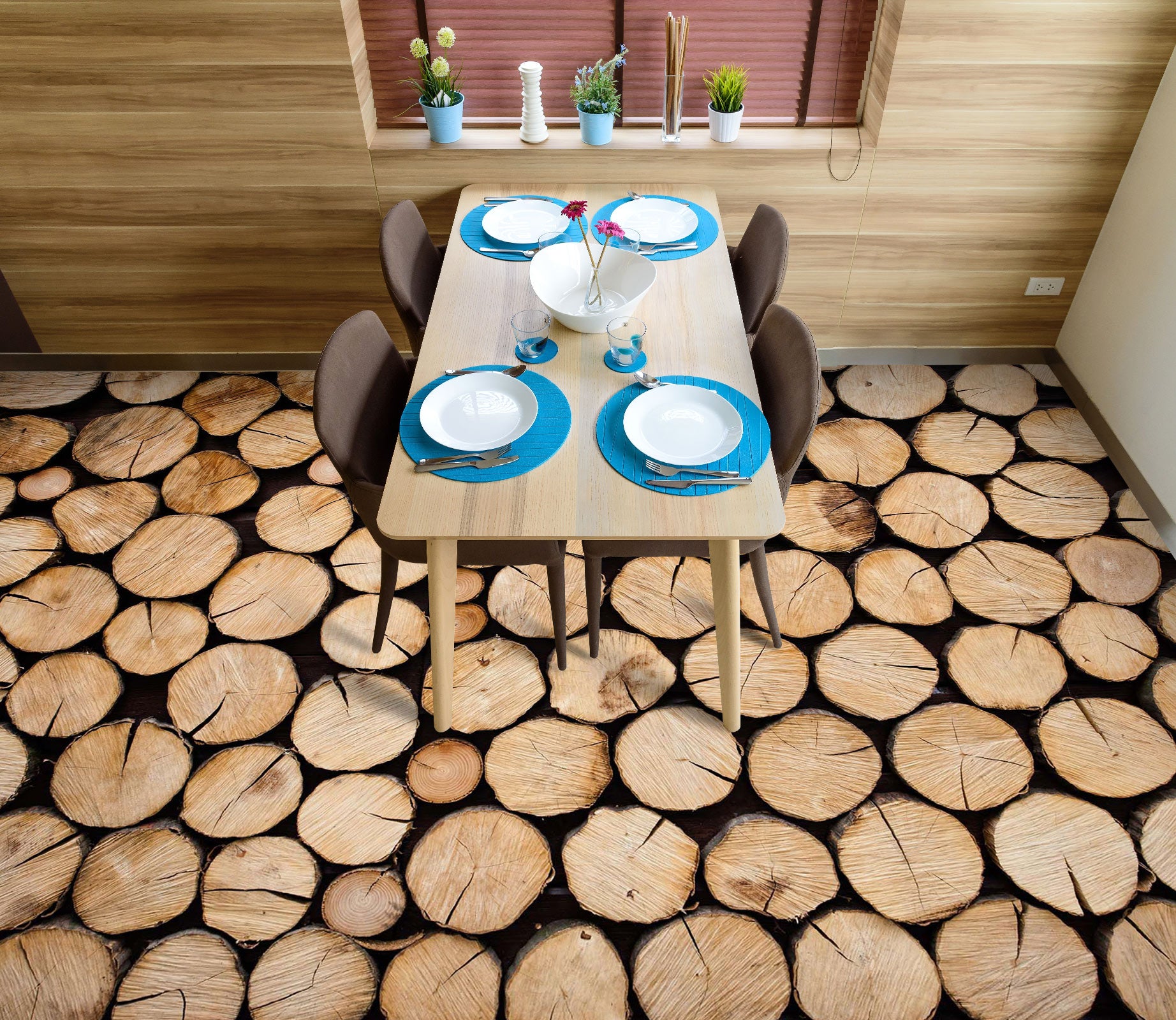 3D Round Tree Stumps 1337 Floor Mural  Wallpaper Murals Self-Adhesive Removable Print Epoxy