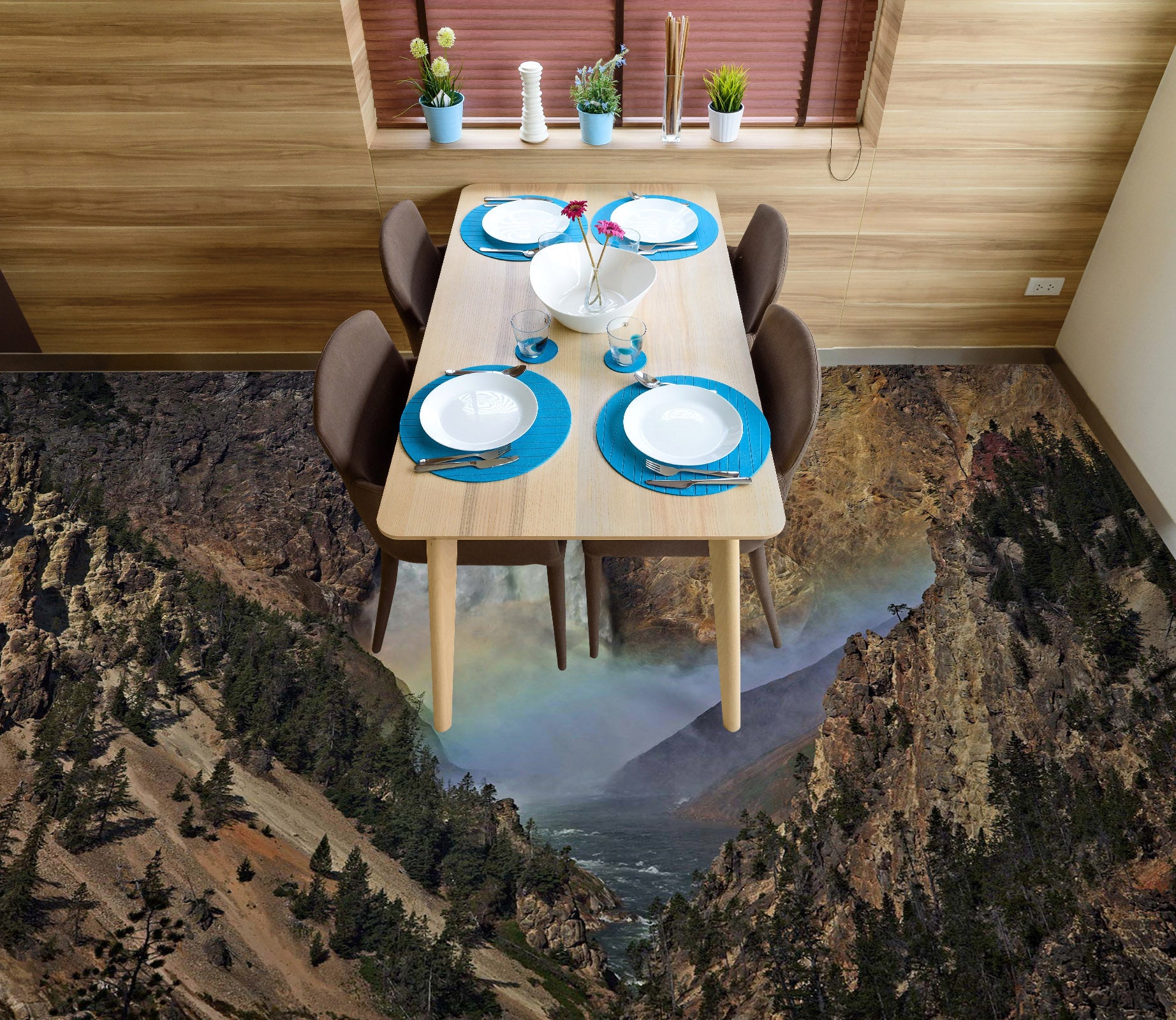 3D Mountains Trees 98190 Kathy Barefield Floor Mural  Wallpaper Murals Self-Adhesive Removable Print Epoxy