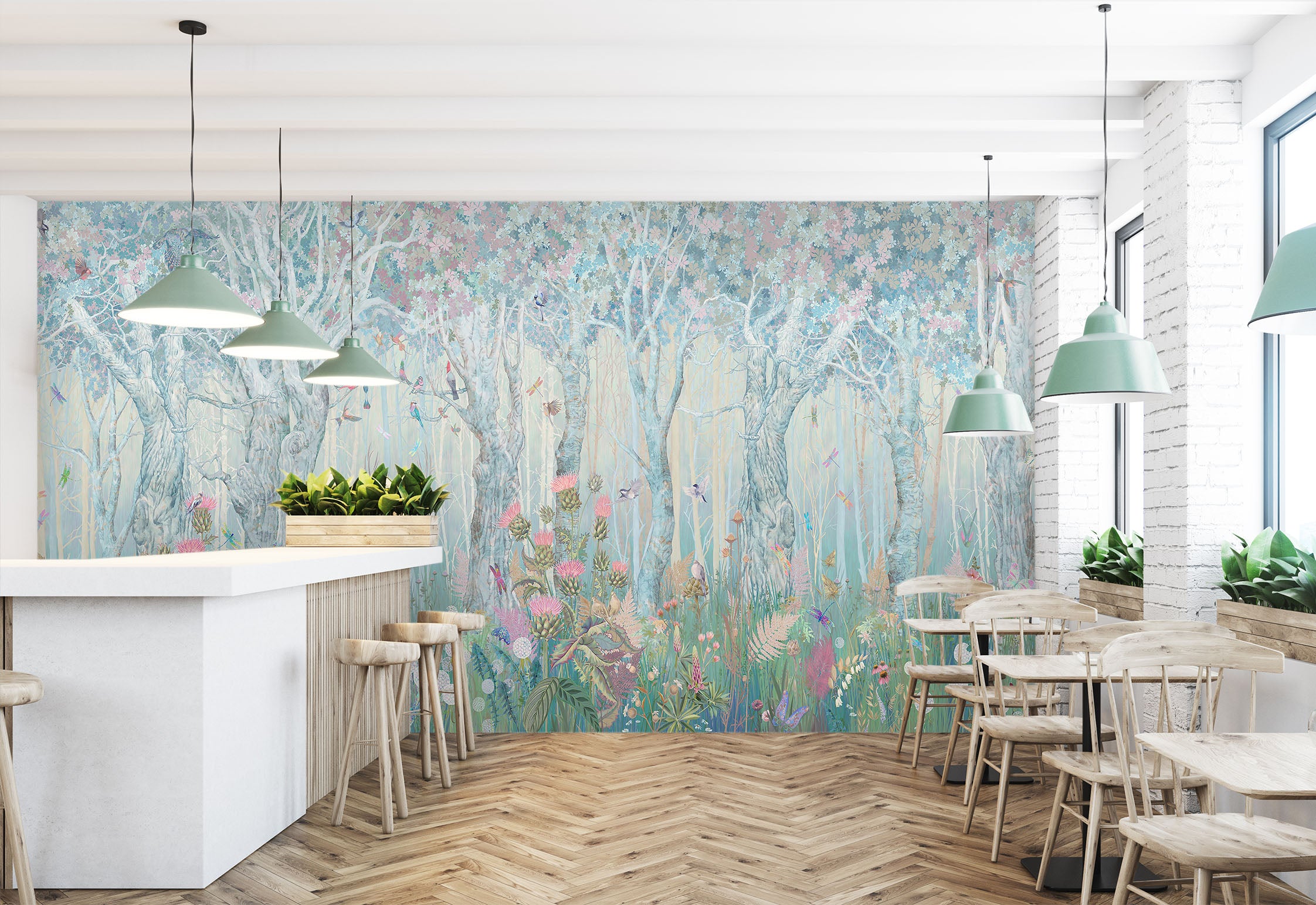 3D Forest Flower Deer 1556 Wall Murals
