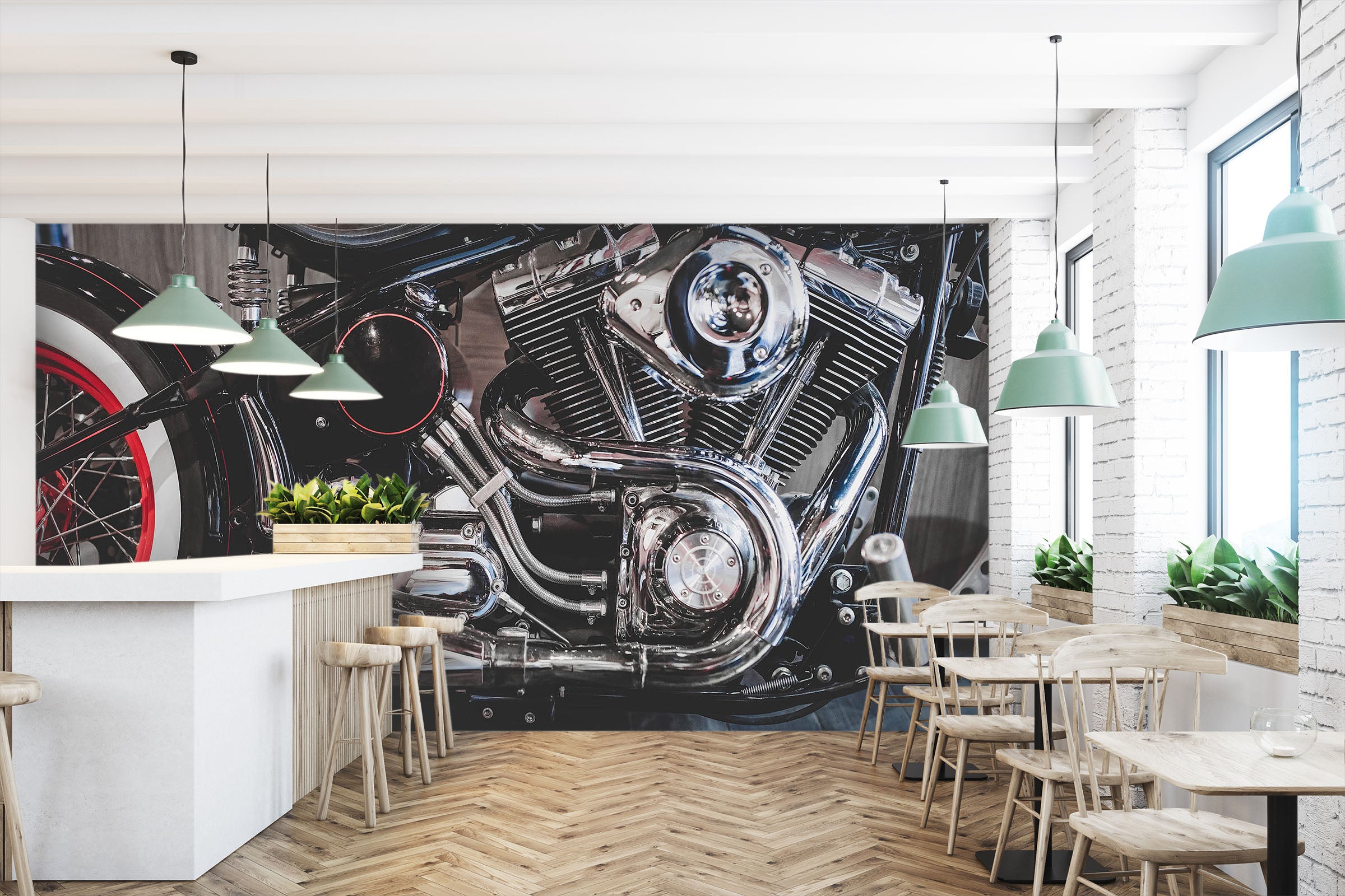 3D Motorcycle Engine 369 Vehicle Wall Murals