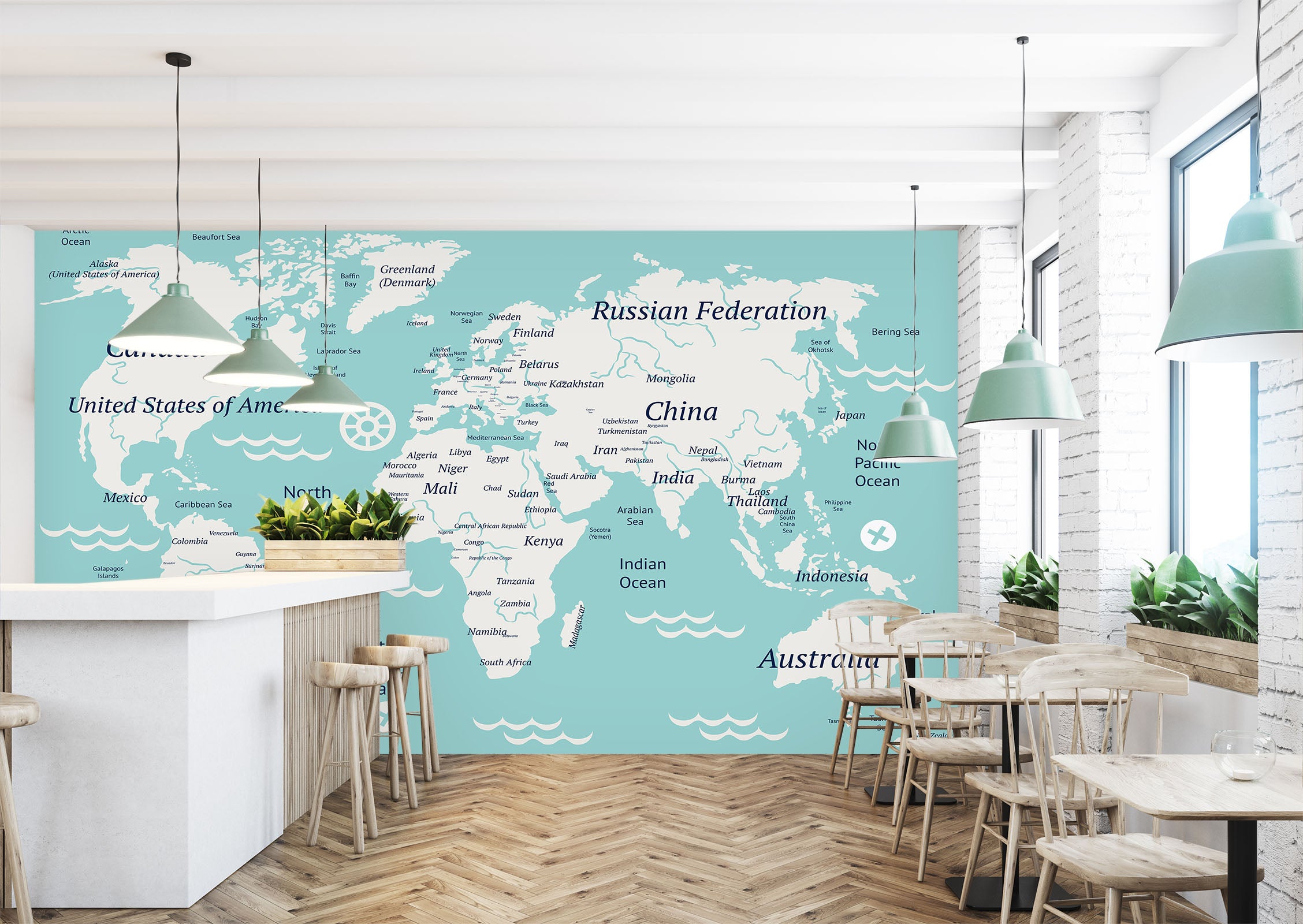 3D Valley Letters 2043 World Map Wall Murals