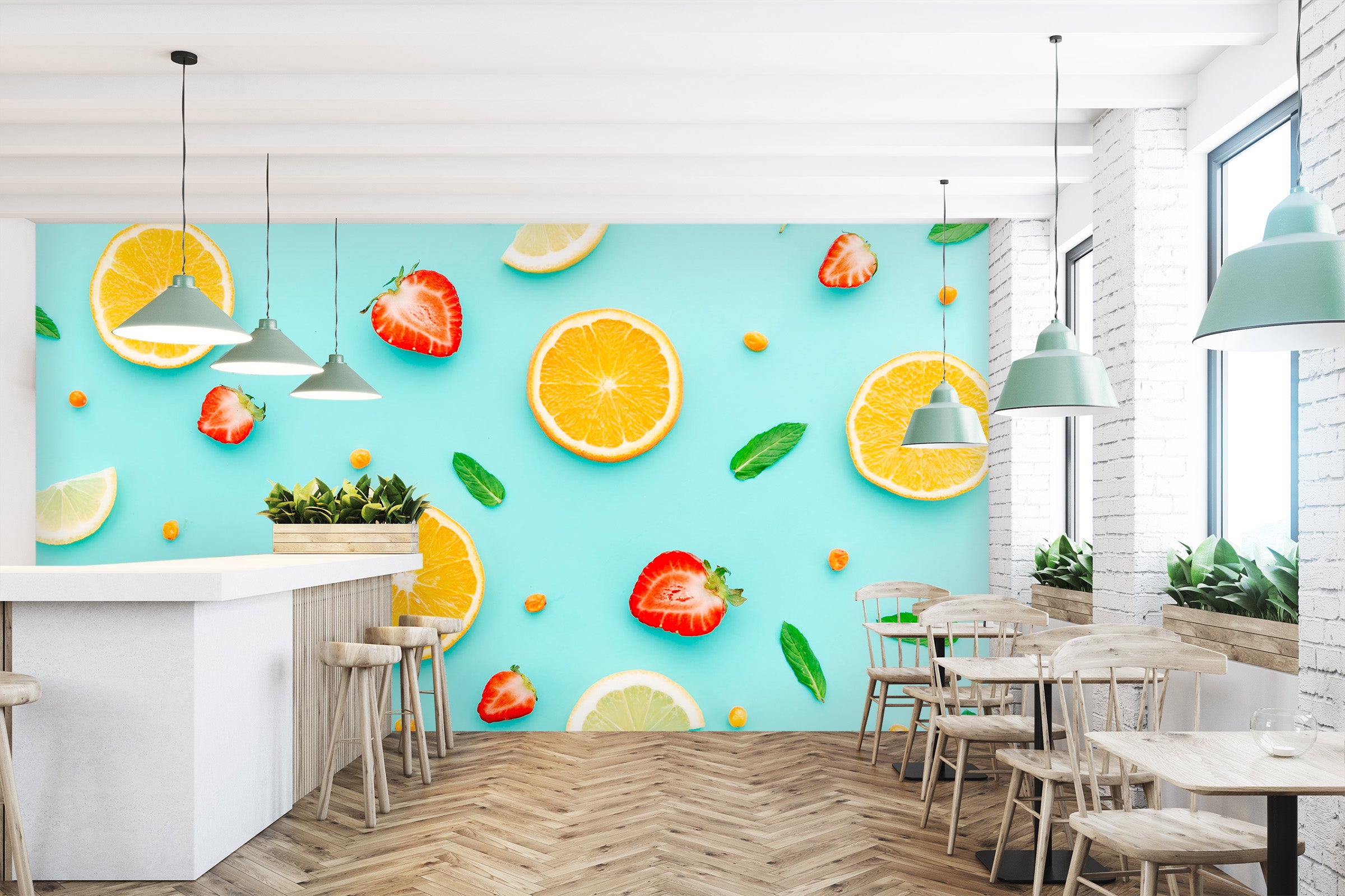 3D Orange Strawberry 1464 Wall Murals