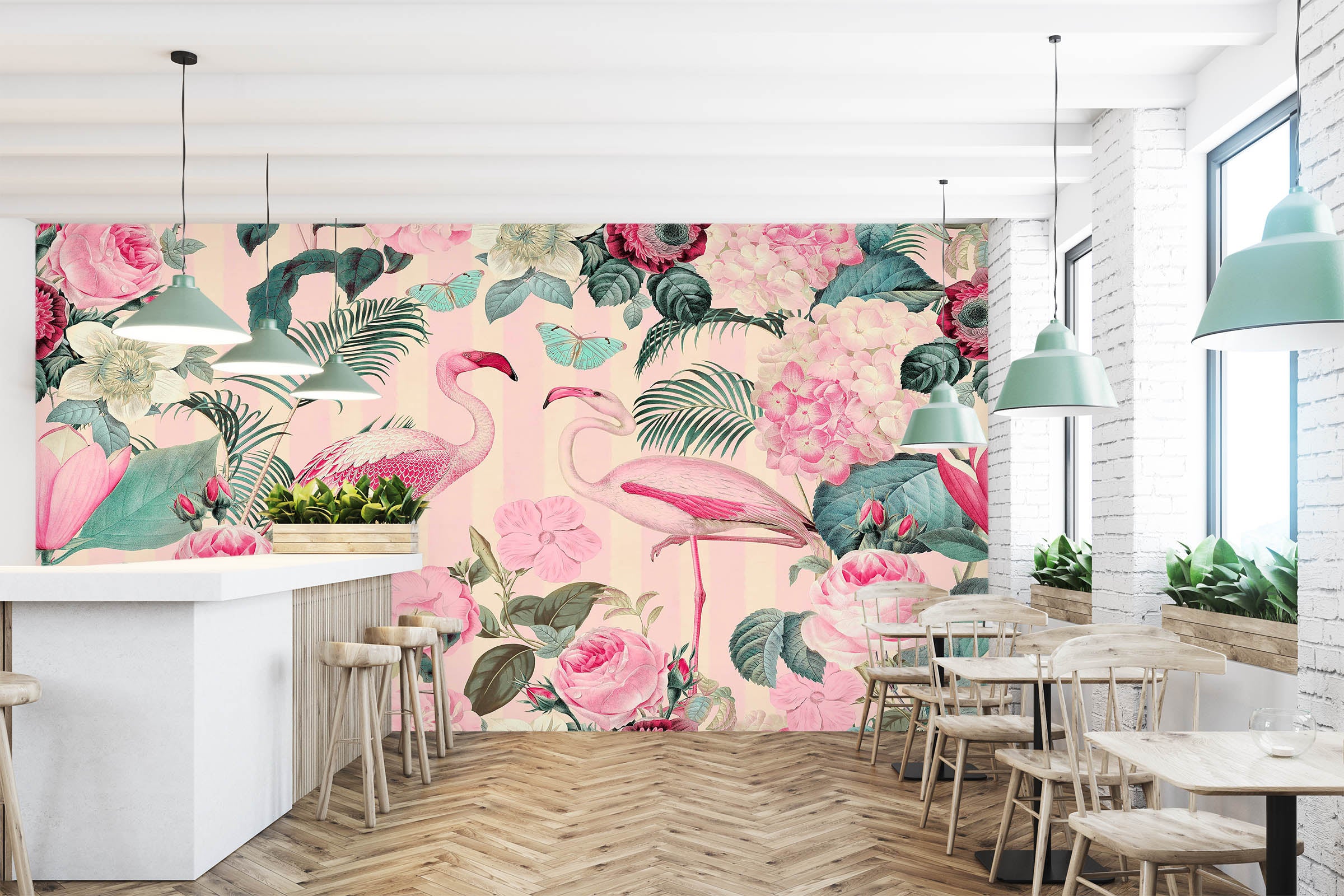 3D Flamingo Forest 1410 Andrea haase Wall Mural Wall Murals