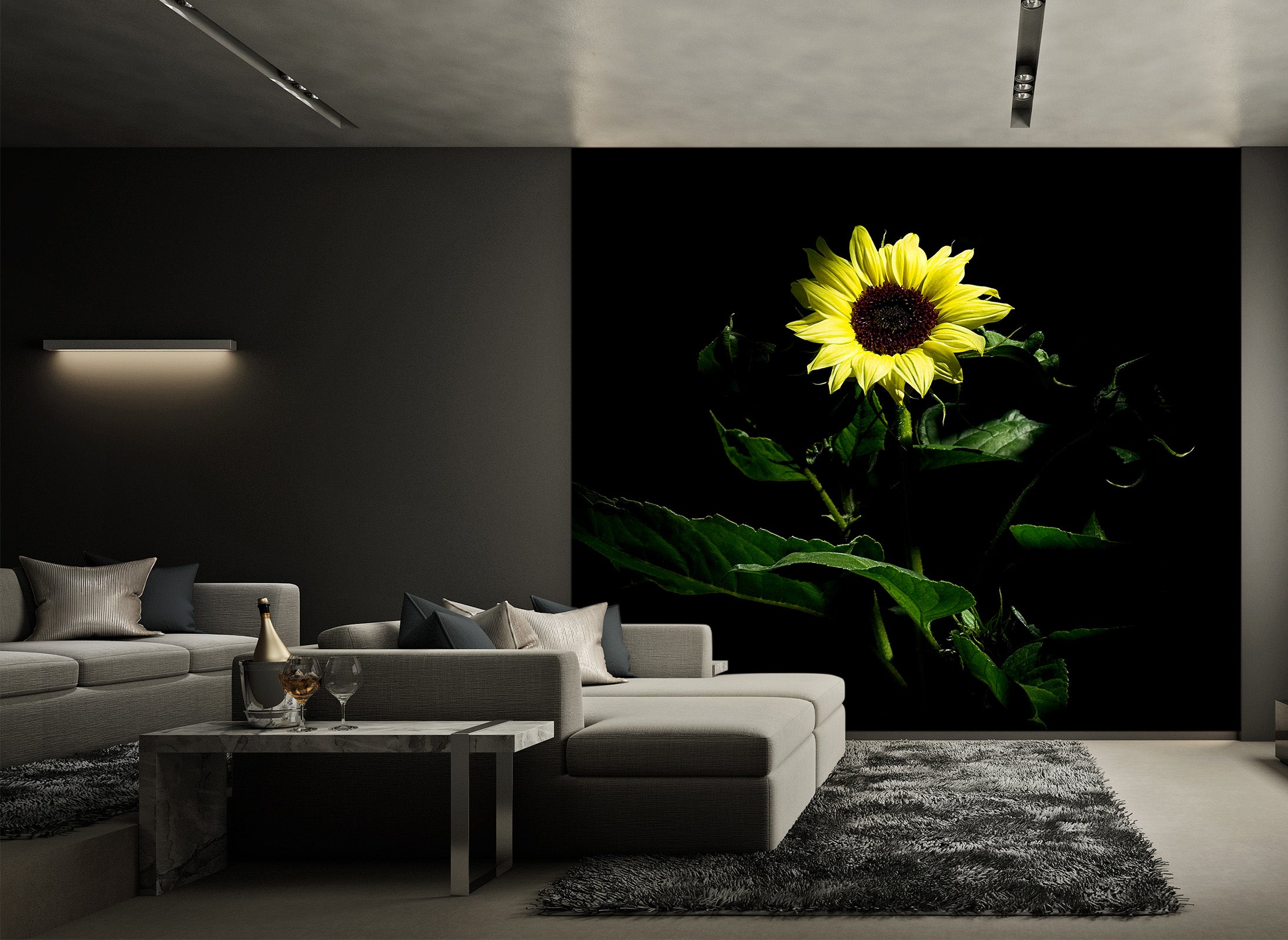 3D Dark Sunflower 125 Kathy Barefield Wall Mural Wall Murals