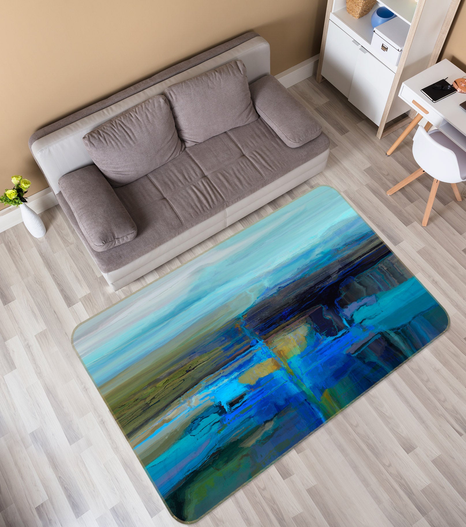 3D Blue Lake 1025 Michael Tienhaara Rug Non Slip Rug Mat