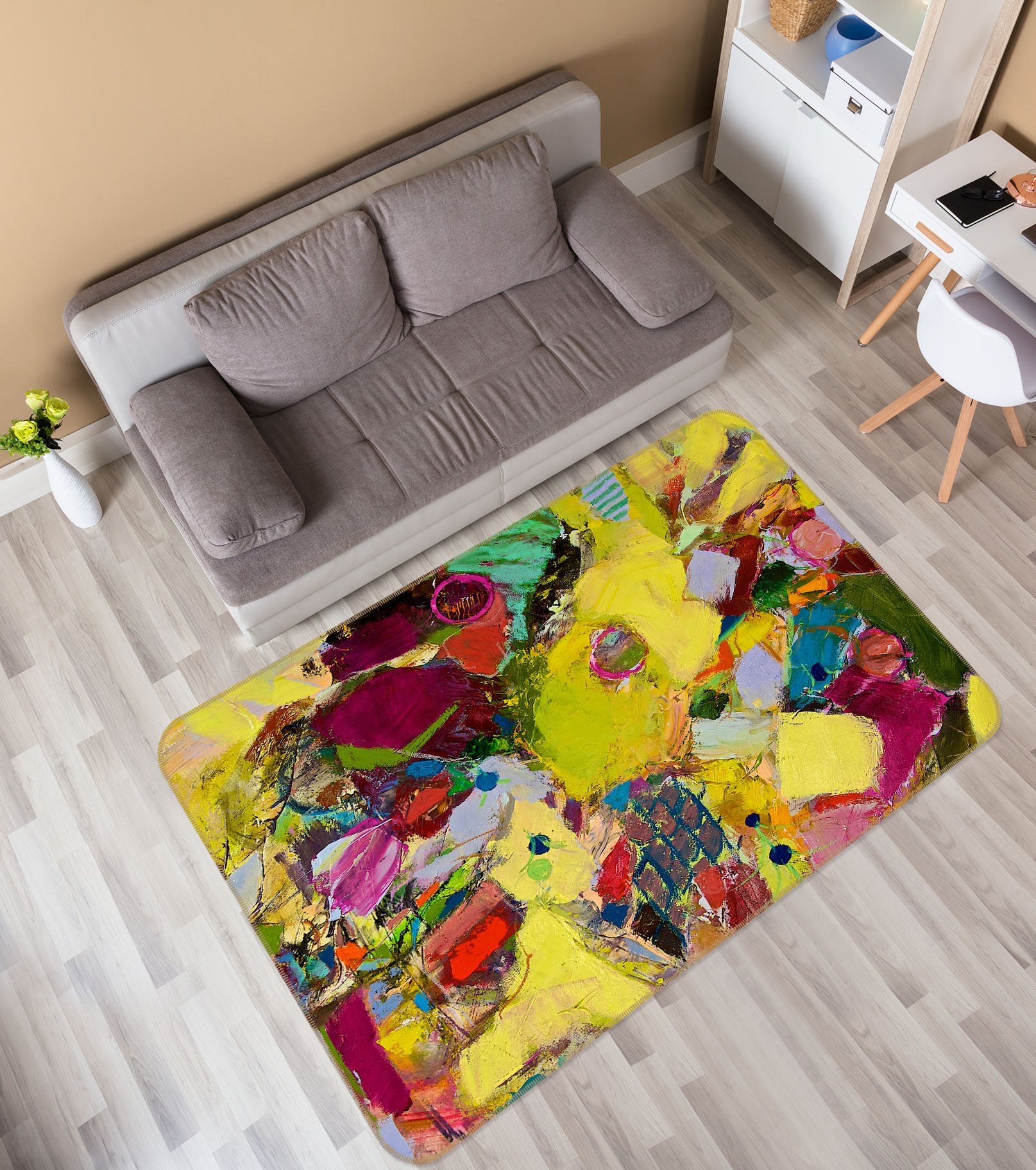 3D Field Flowers 1013 Allan P. Friedlander Rug Non Slip Rug Mat