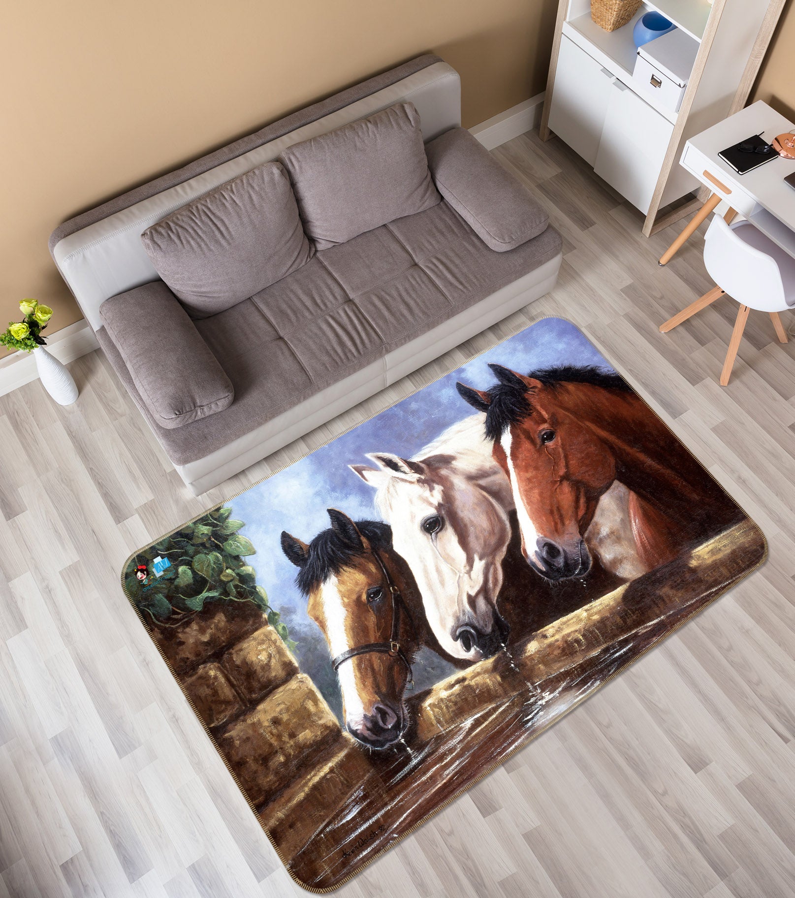 3D Painted Horse 006 Kevin Walsh Rug Non Slip Rug Mat