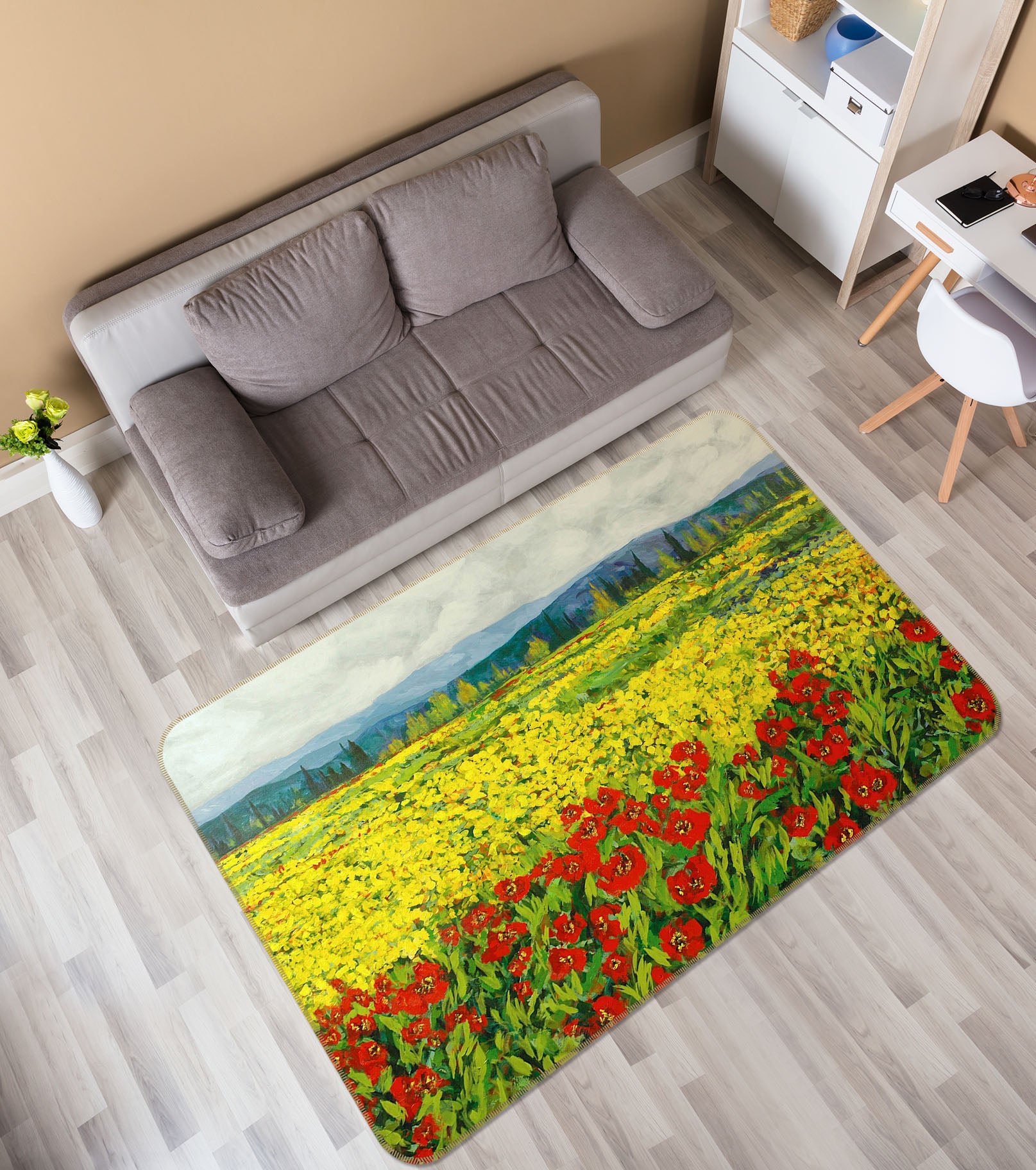 3D Manshan Flowers 1001 Allan P. Friedlander Rug Non Slip Rug Mat
