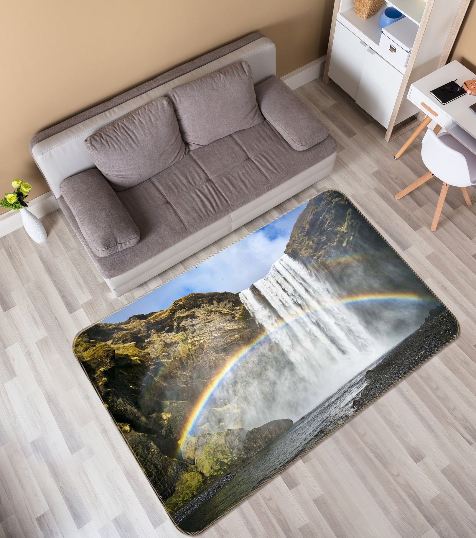 3D Rainbow Falls 1150 Marco Carmassi Rug Non Slip Rug Mat
