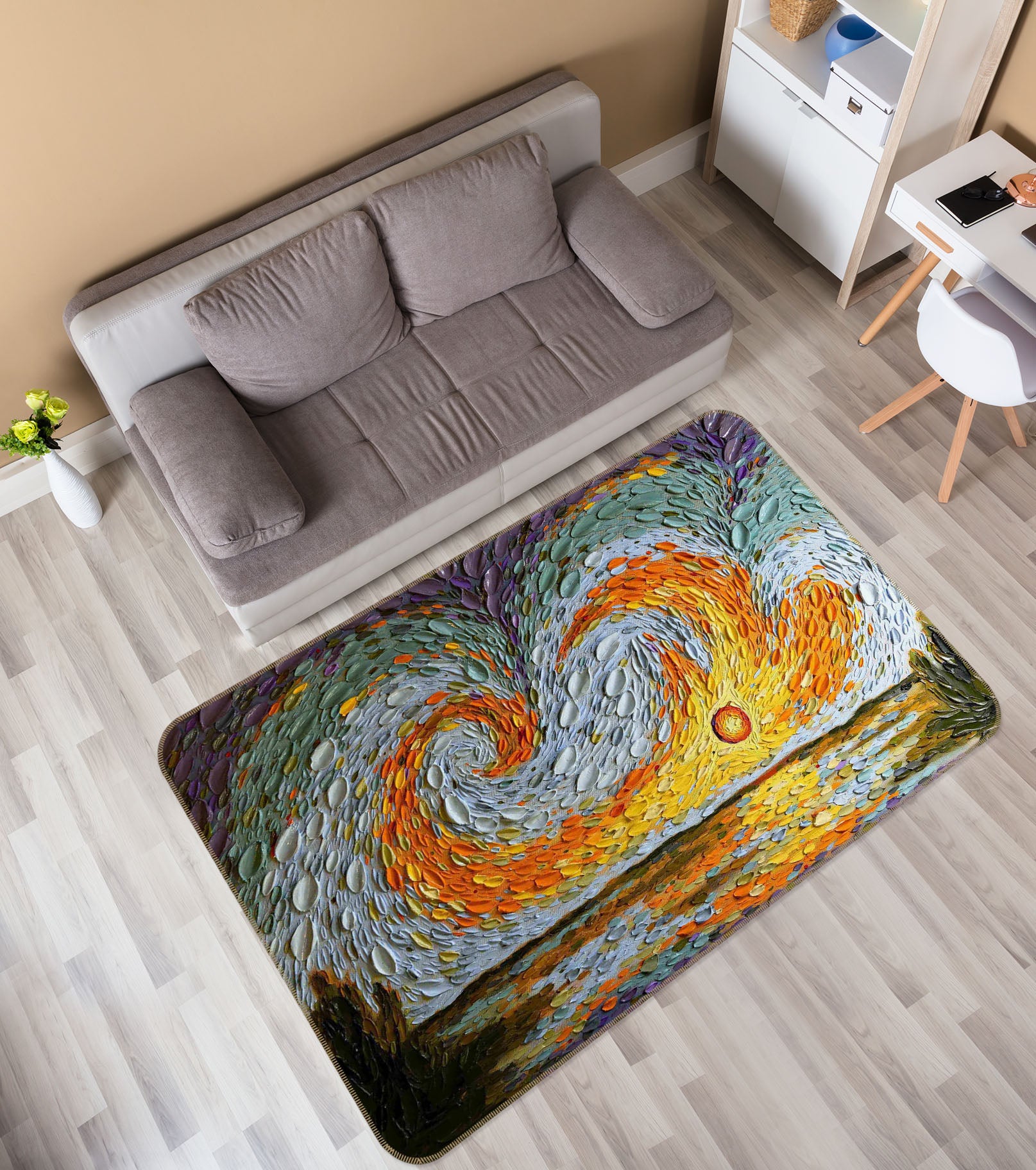 3D Shell Spray 1003 Dena Tollefson Rug Non Slip Rug Mat