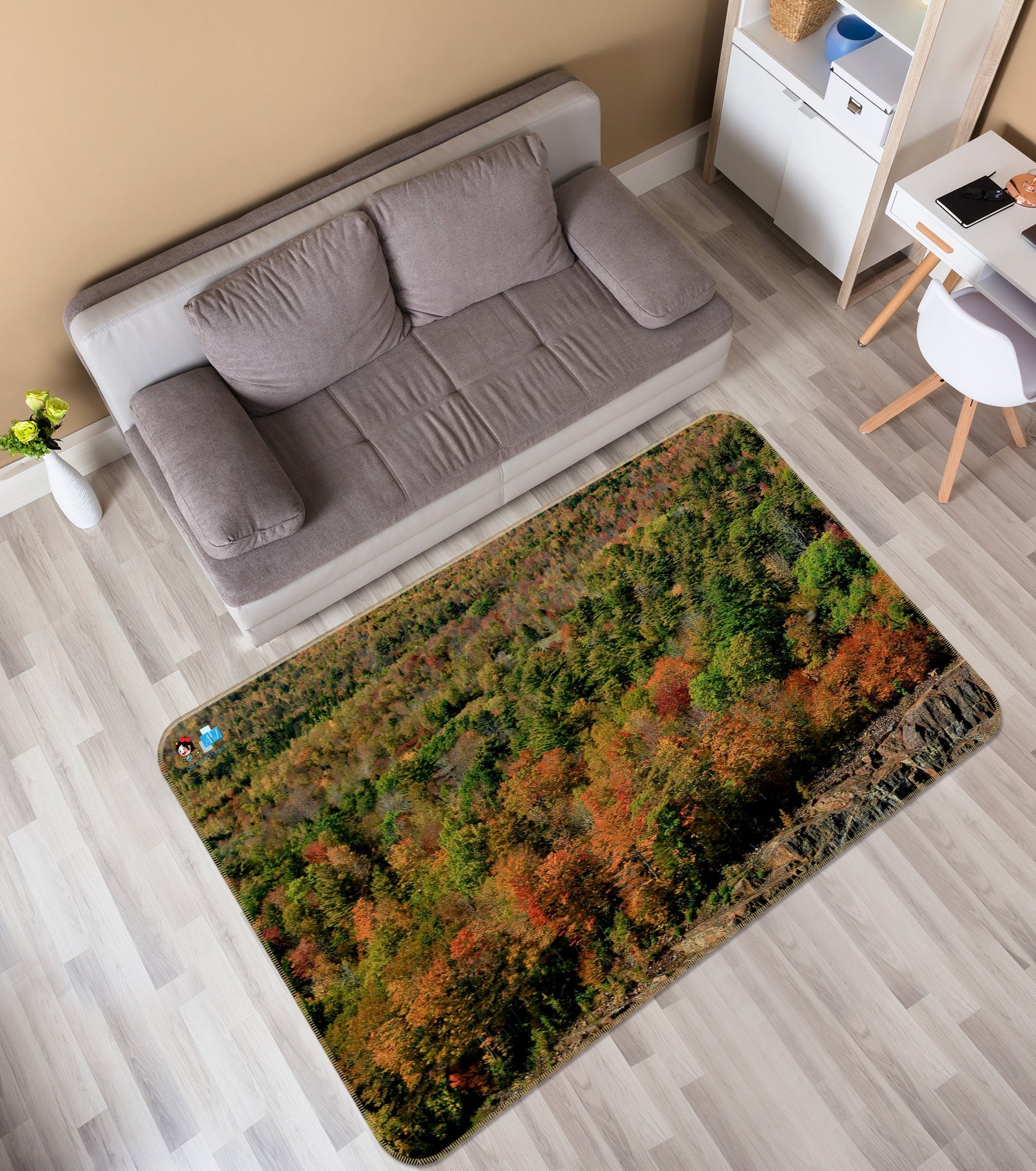 3D Red Orange Striation 62223 Kathy Barefield Rug Non Slip Rug Mat