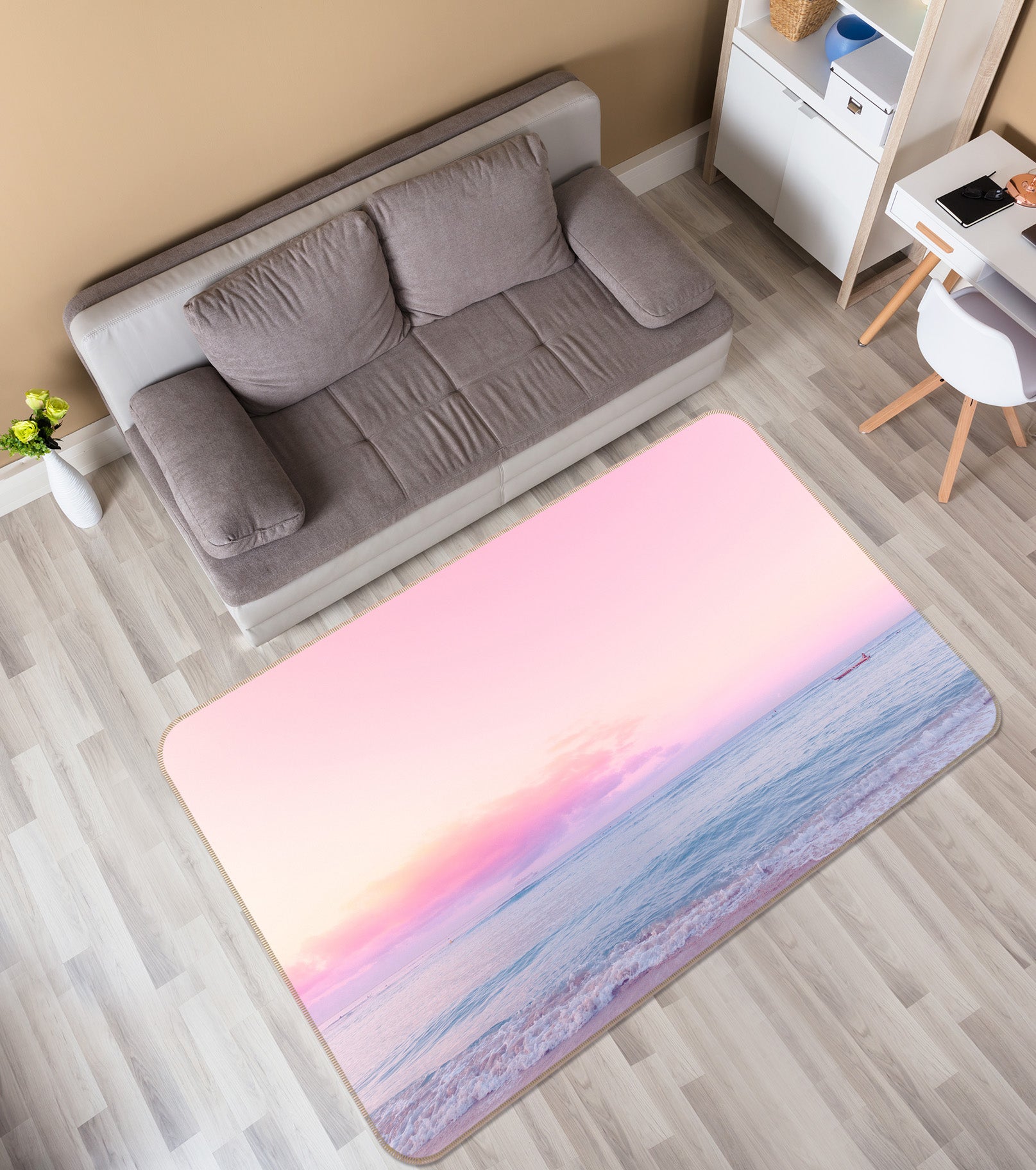 3D Pink Sky 1006 Noirblanc777 Rug Non Slip Rug Mat