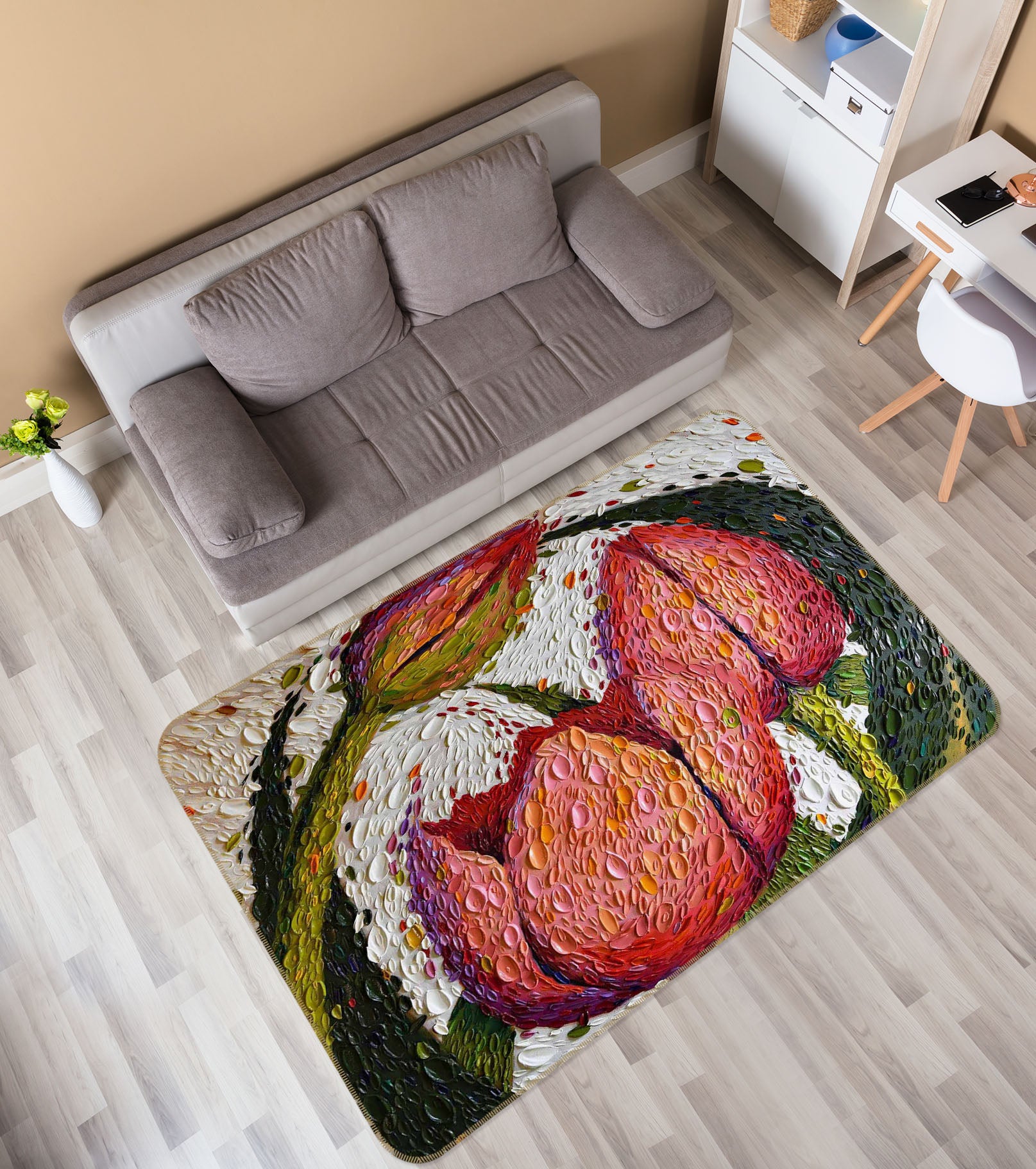 3D Red Rose 1010 Dena Tollefson Rug Non Slip Rug Mat