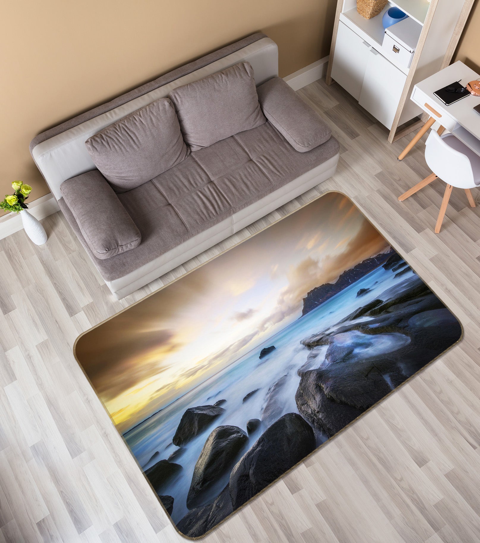 3D Sea Of Stones 1132 Marco Carmassi Rug Non Slip Rug Mat