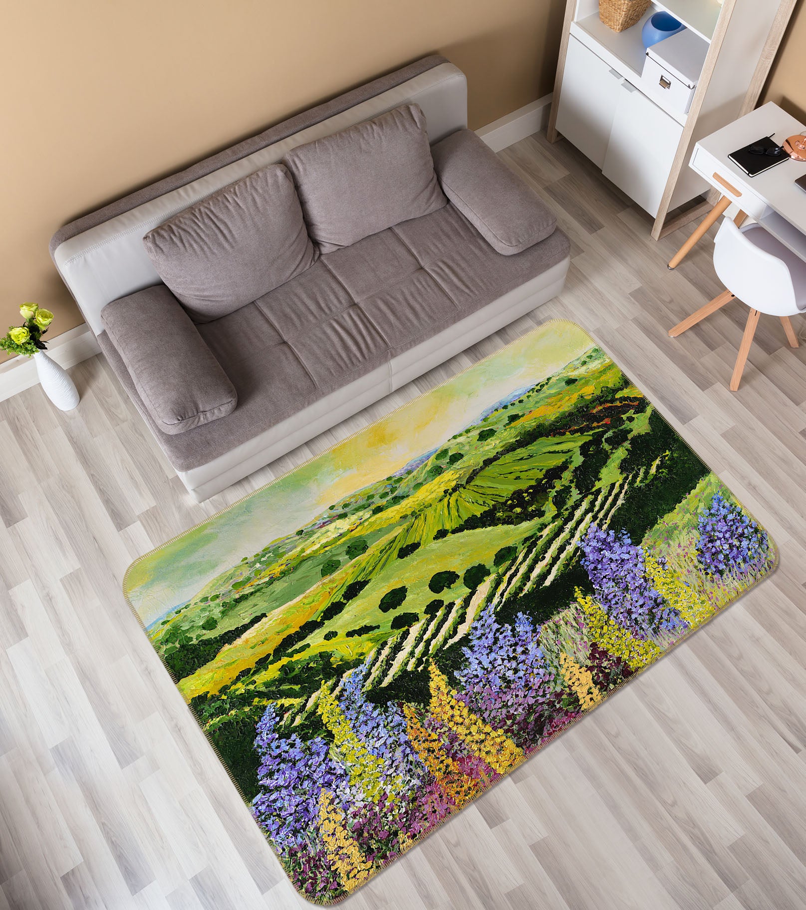 3D Purple Garden 1005 Allan P. Friedlander Rug Non Slip Rug Mat