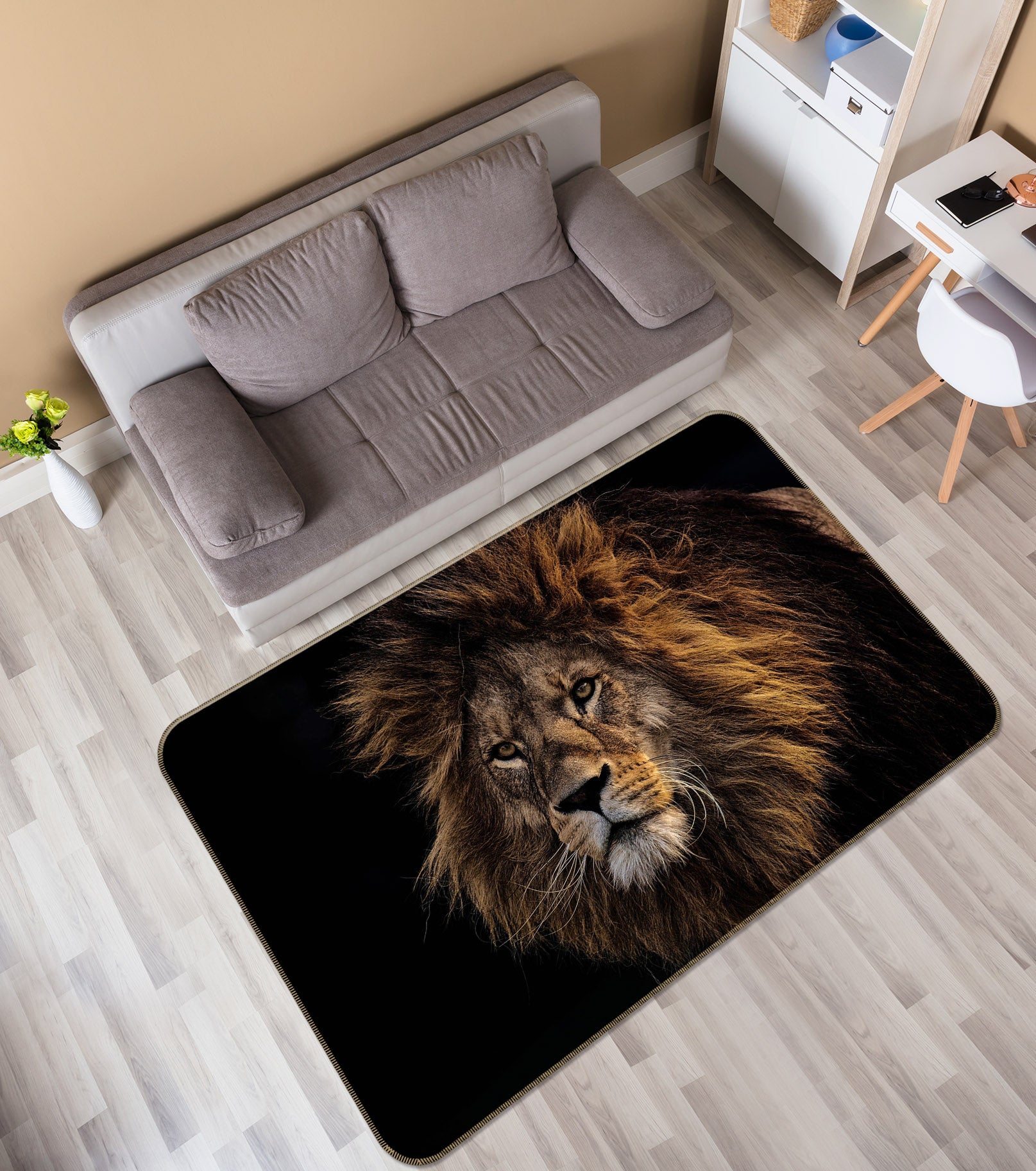 3D Yellow Lion 105 Animal Non Slip Rug Mat