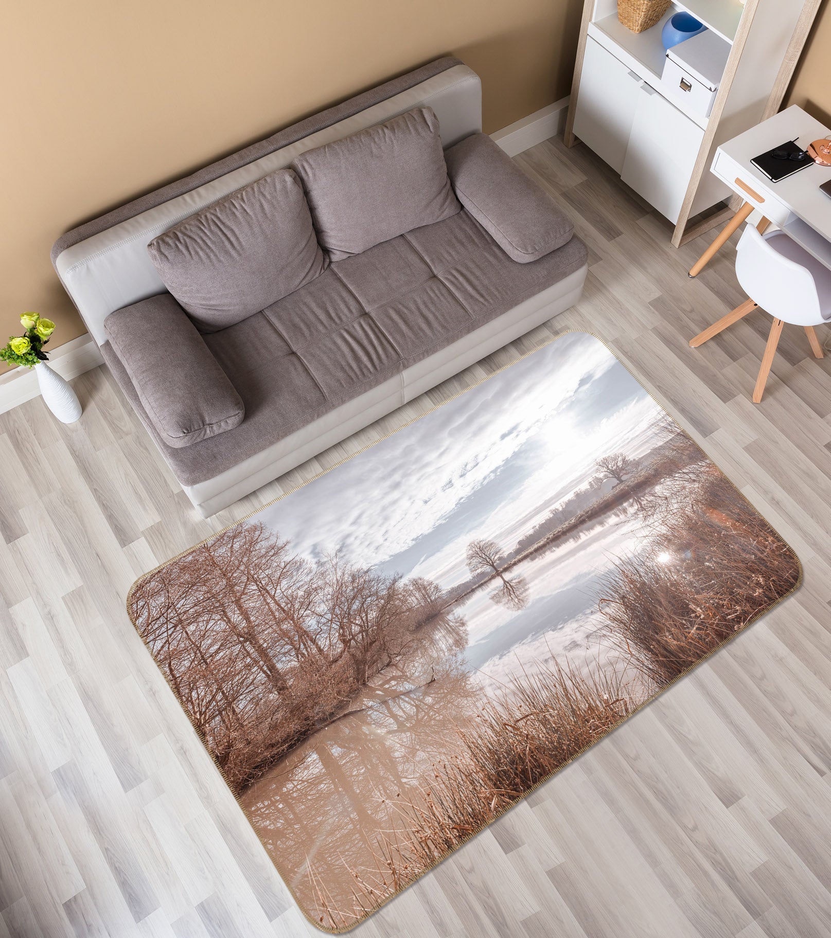 3D River Tree 163 Assaf Frank Rug Non Slip Rug Mat