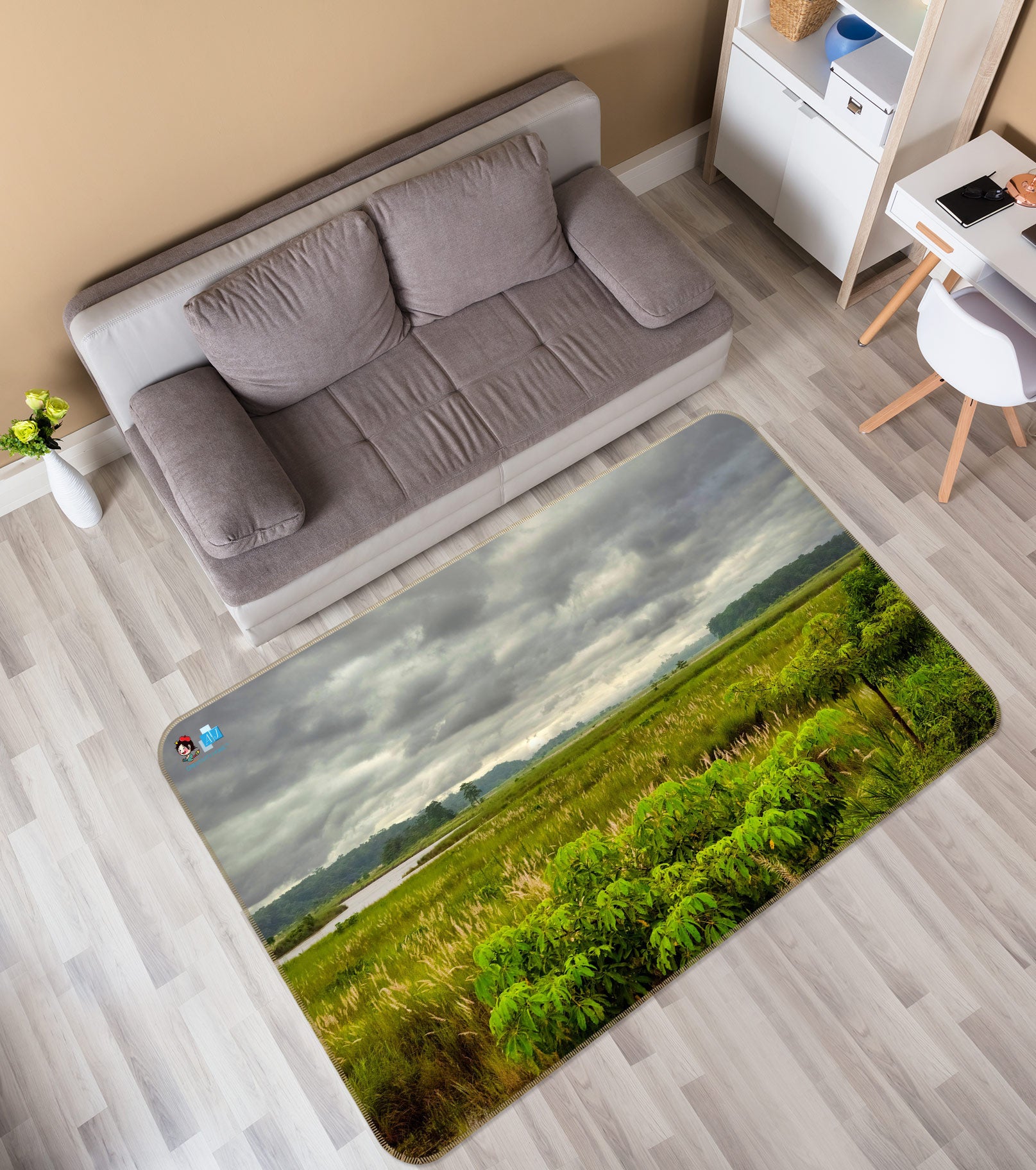 3D Field Lawn 5140 Beth Sheridan Rug Non Slip Rug Mat