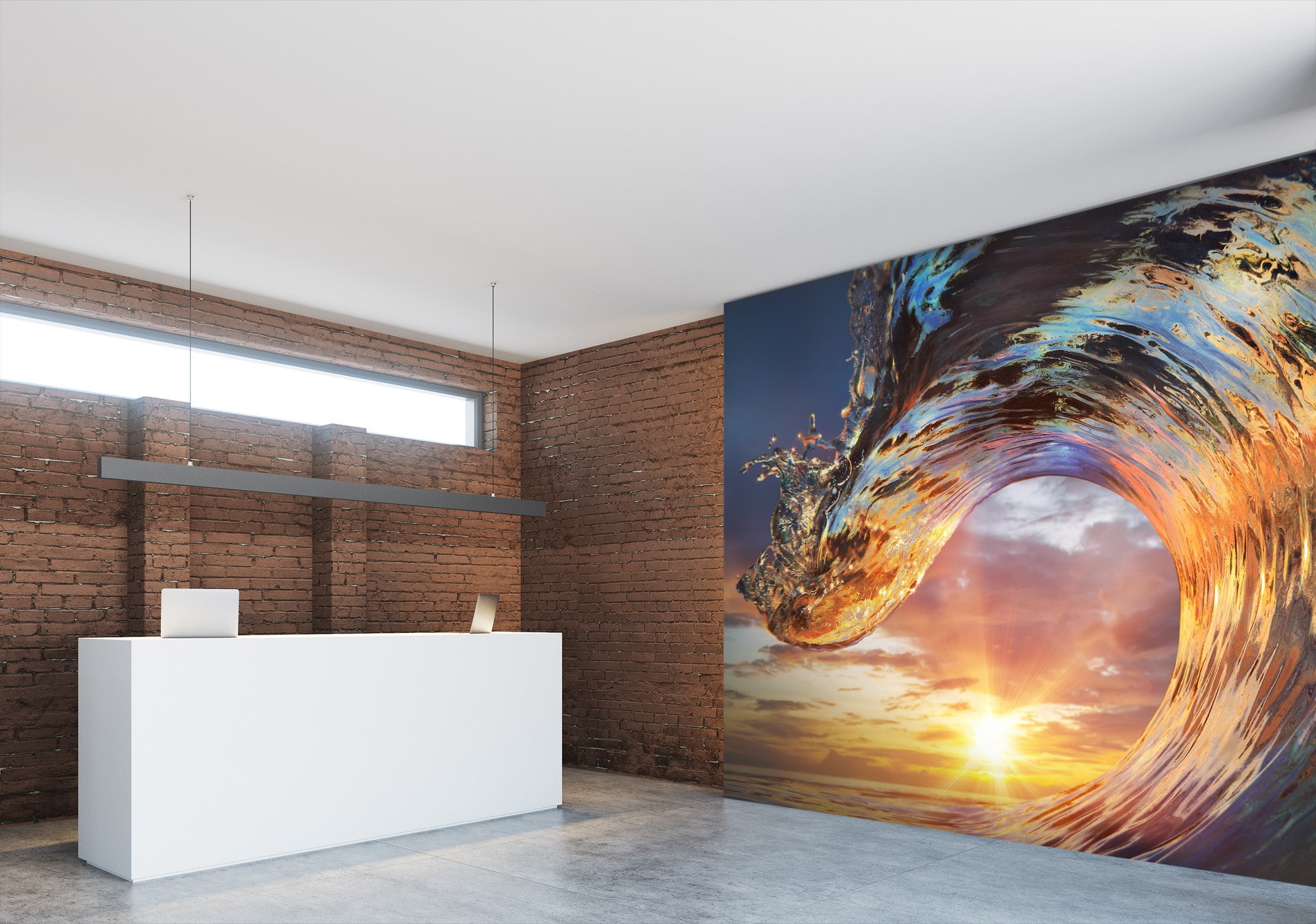 3D Sunshine Waves 038 Wall Murals Wallpaper AJ Wallpaper 2 