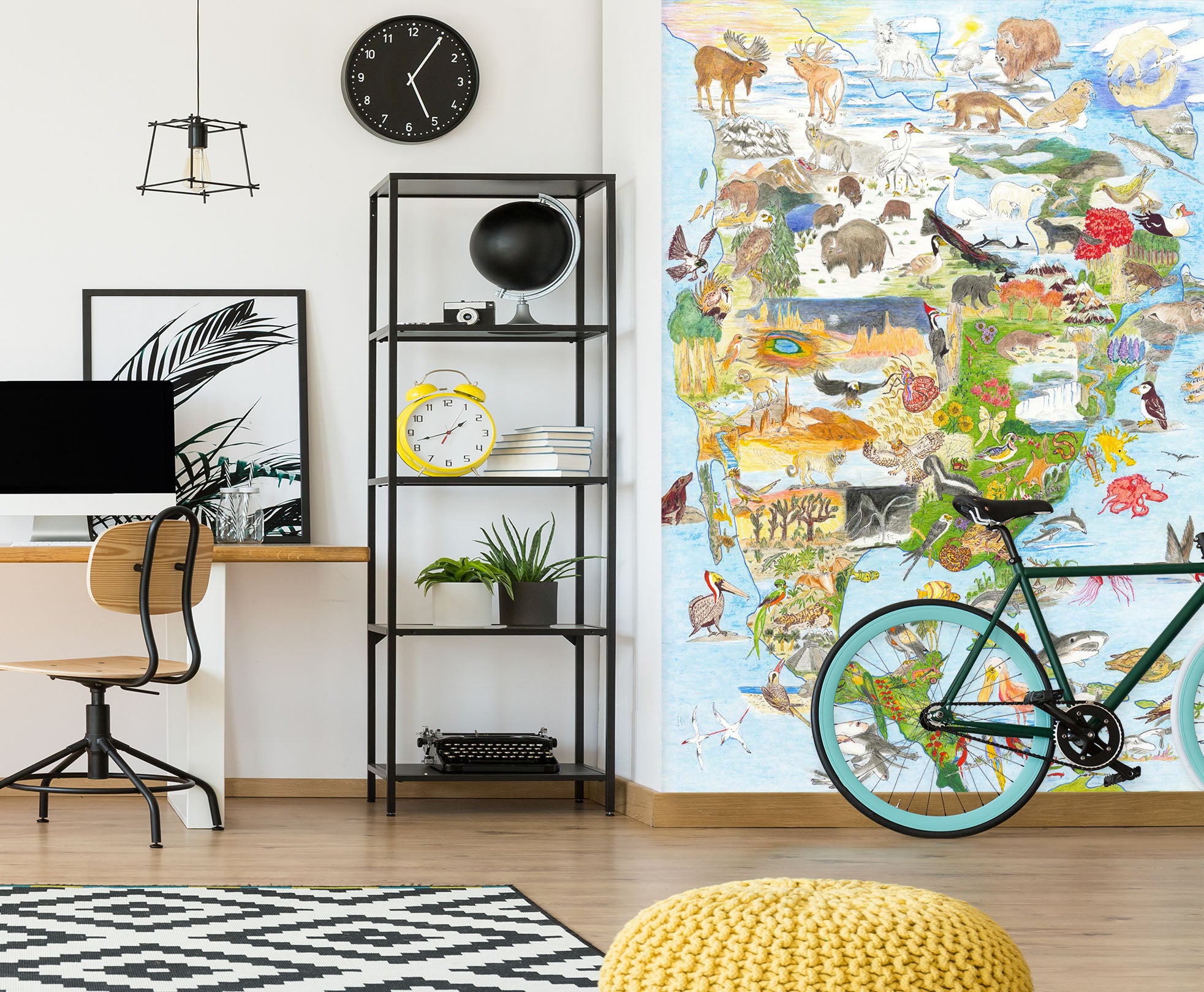 3D Animal Map 1417 Michael Sewell Wall Mural Wall Murals
