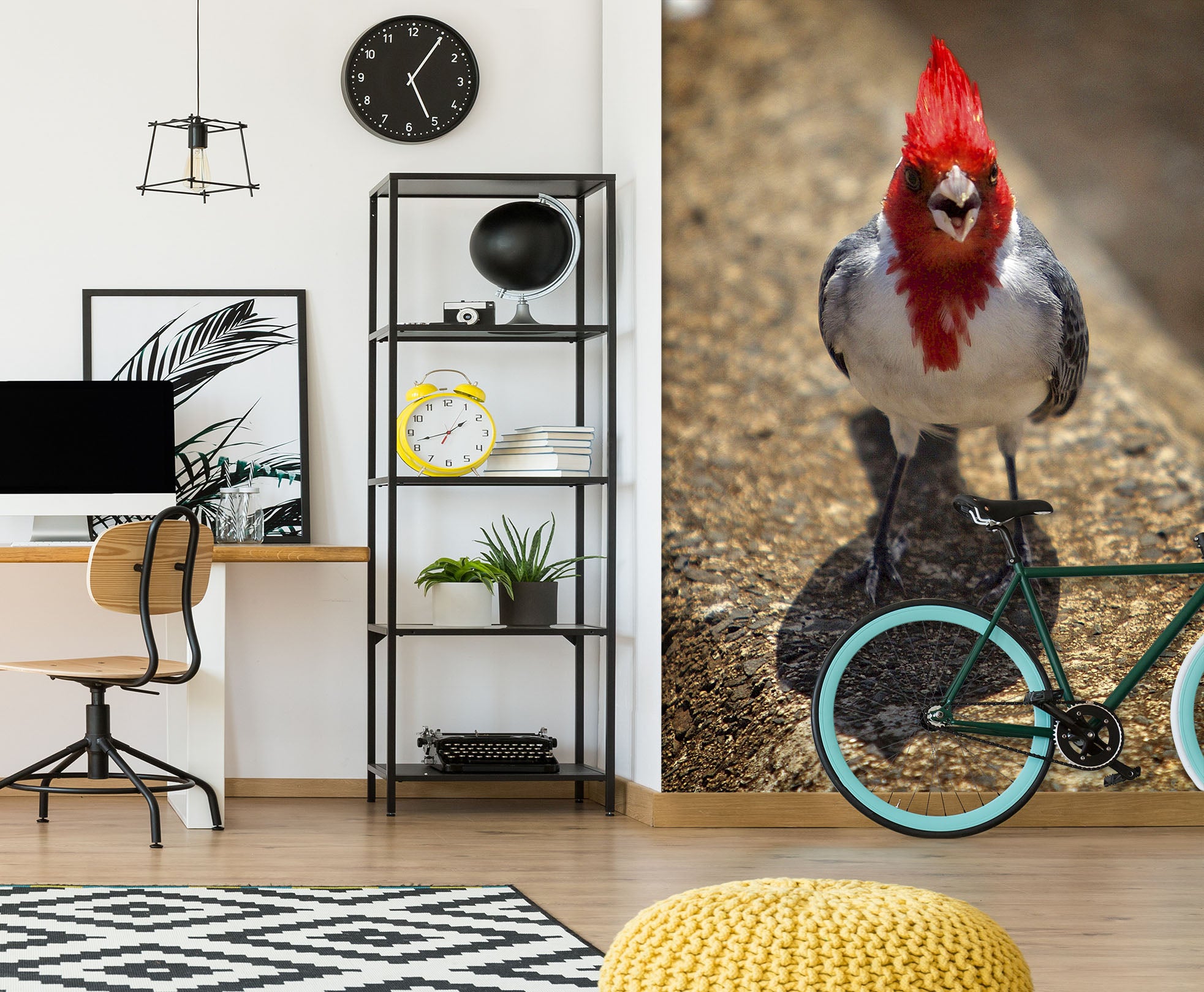 3D Red Bird 1403 Kathy Barefield Wall Mural Wall Murals